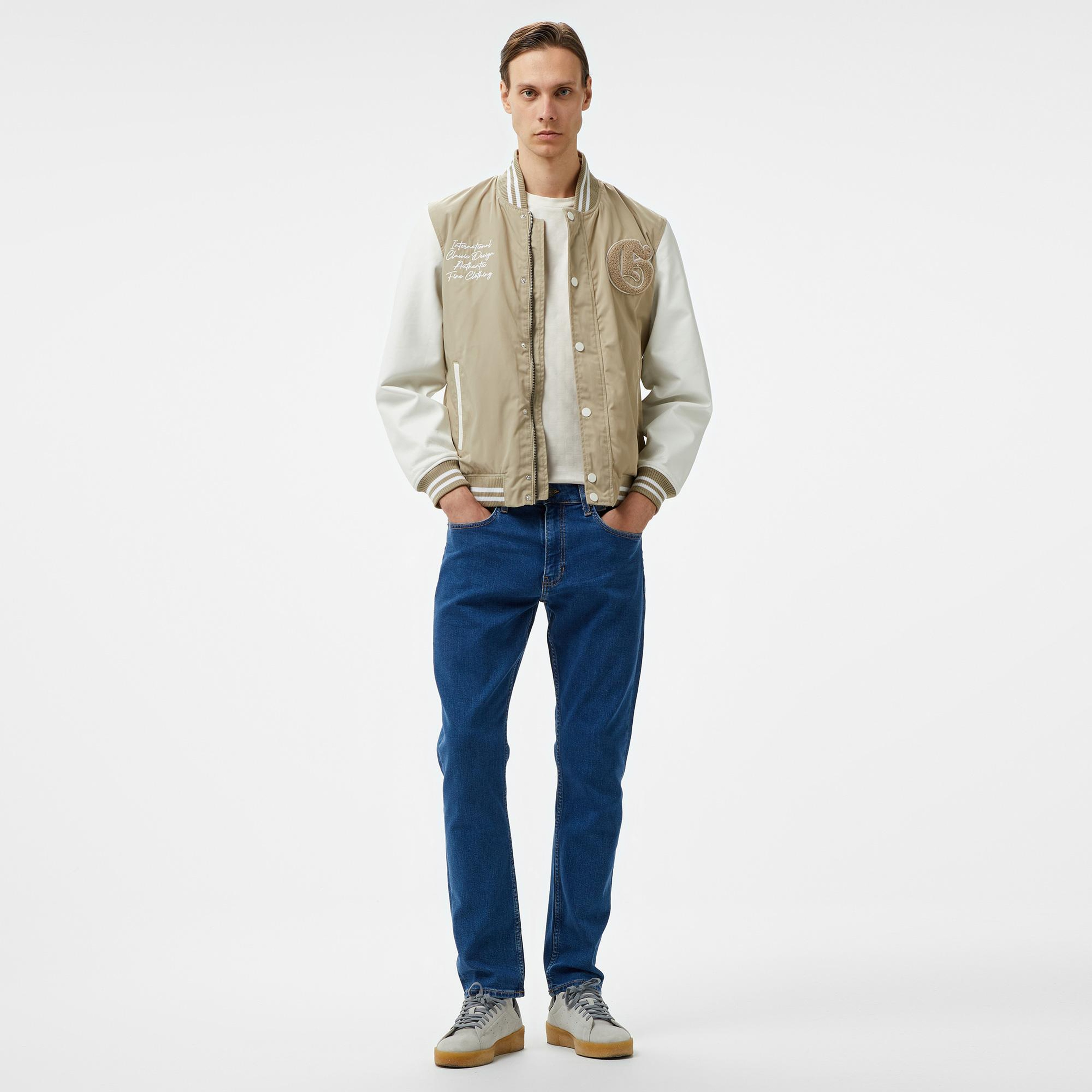 Guess Versity Bomber Poly Twill 215 Erkek Krem Ceket