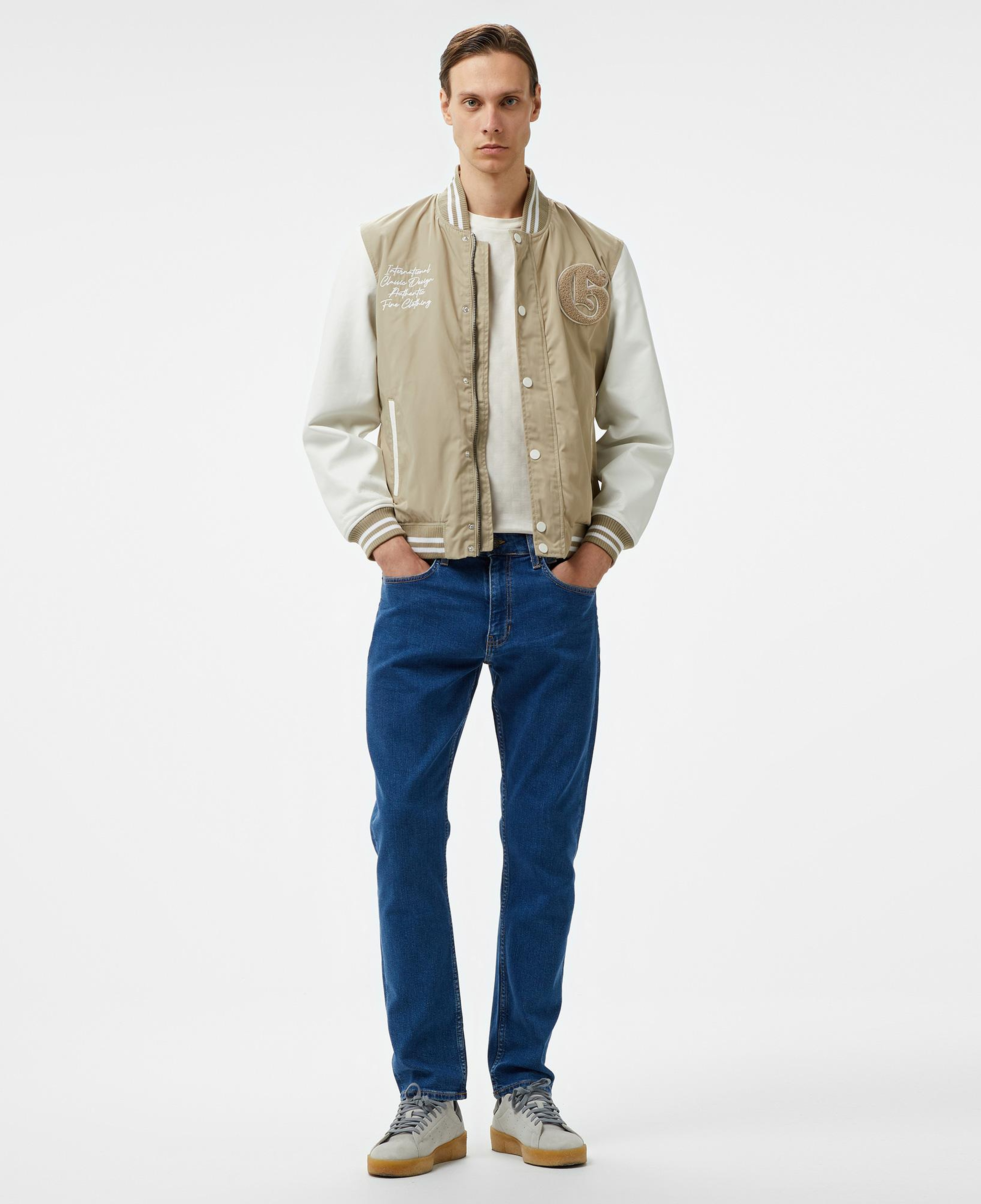 Guess Versity Bomber Poly Twill 215 Erkek Krem Ceket