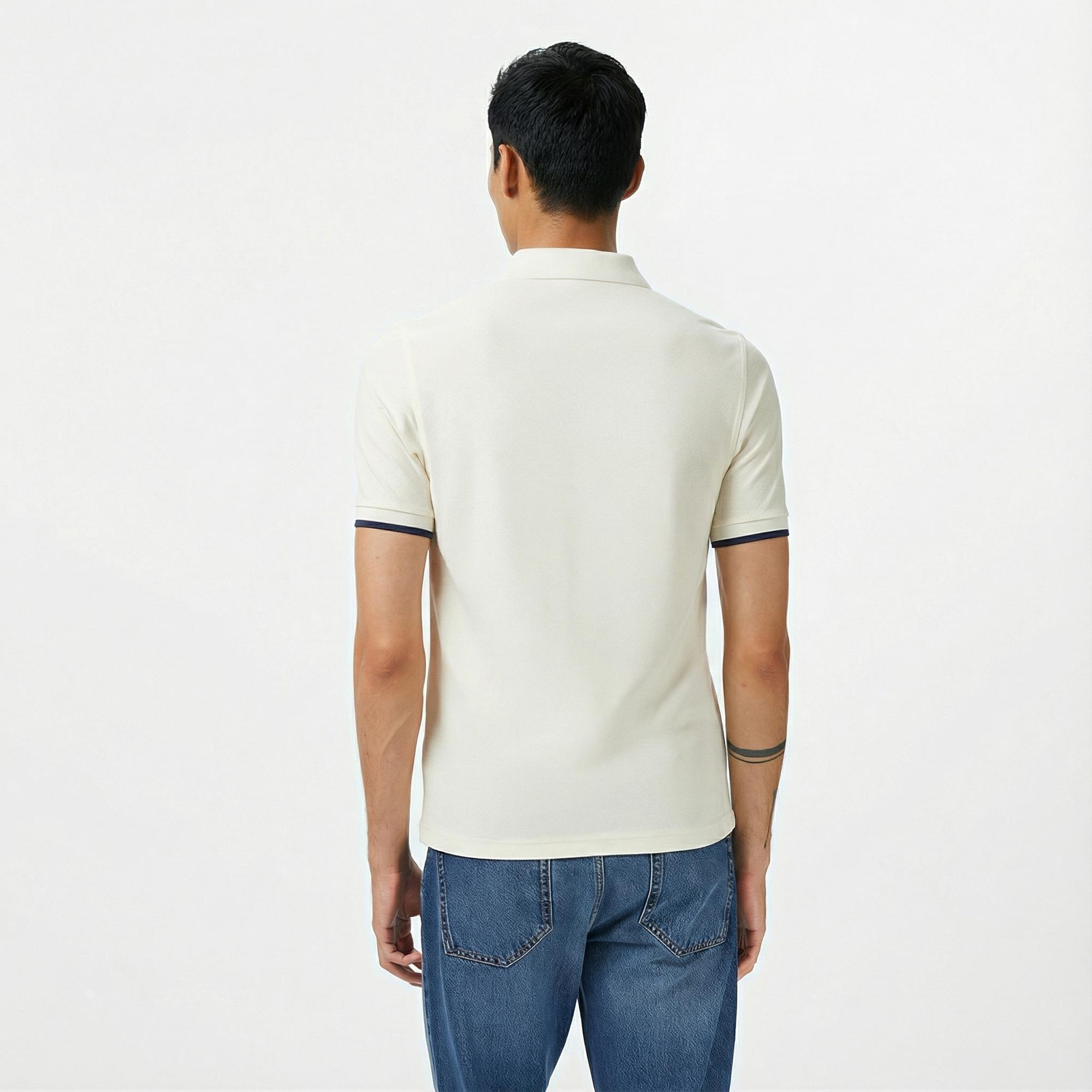 Fred Perry Crepe Pique Zip Neck Erkek Bej Polo