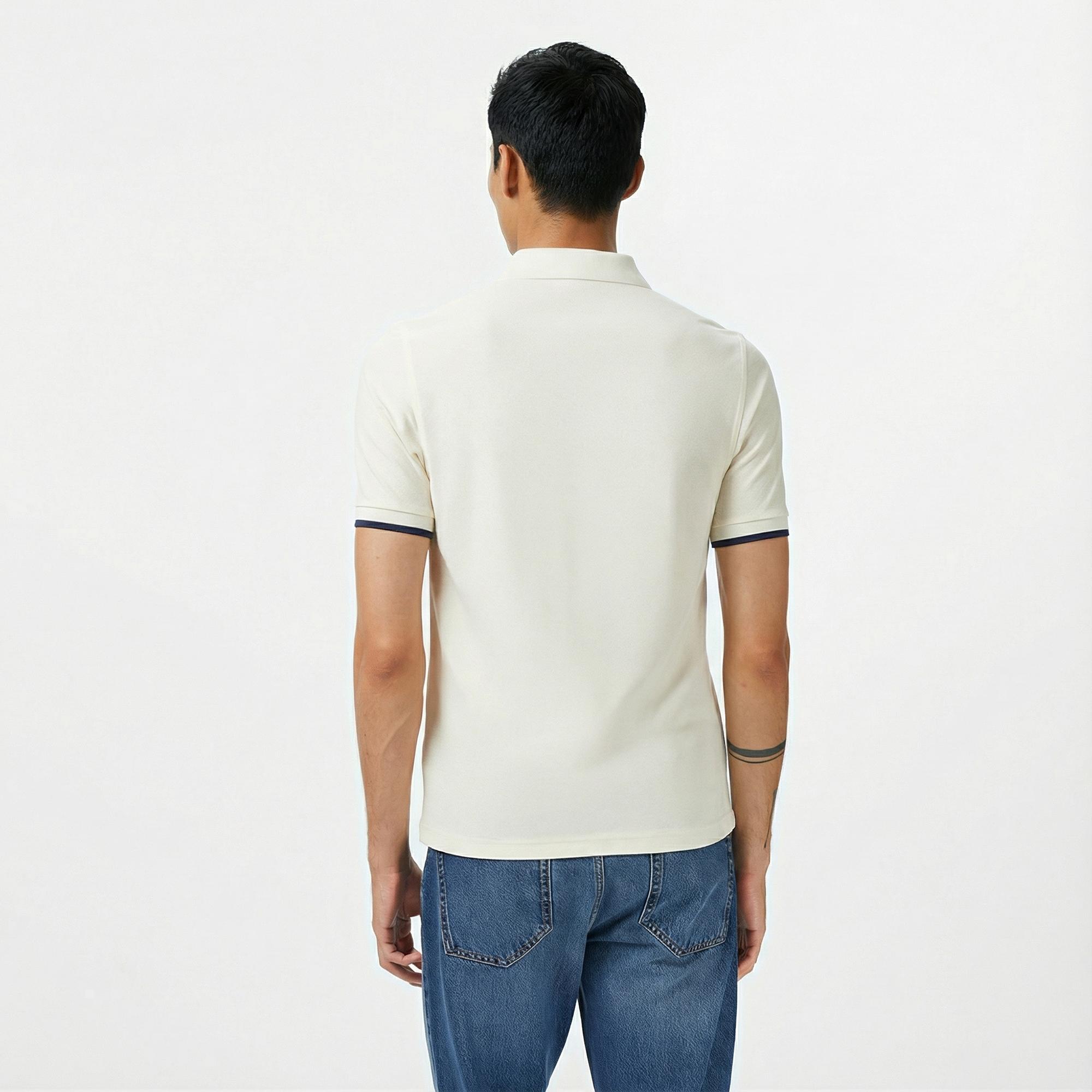 Fred Perry Crepe Pique Zip Neck Erkek Bej Polo