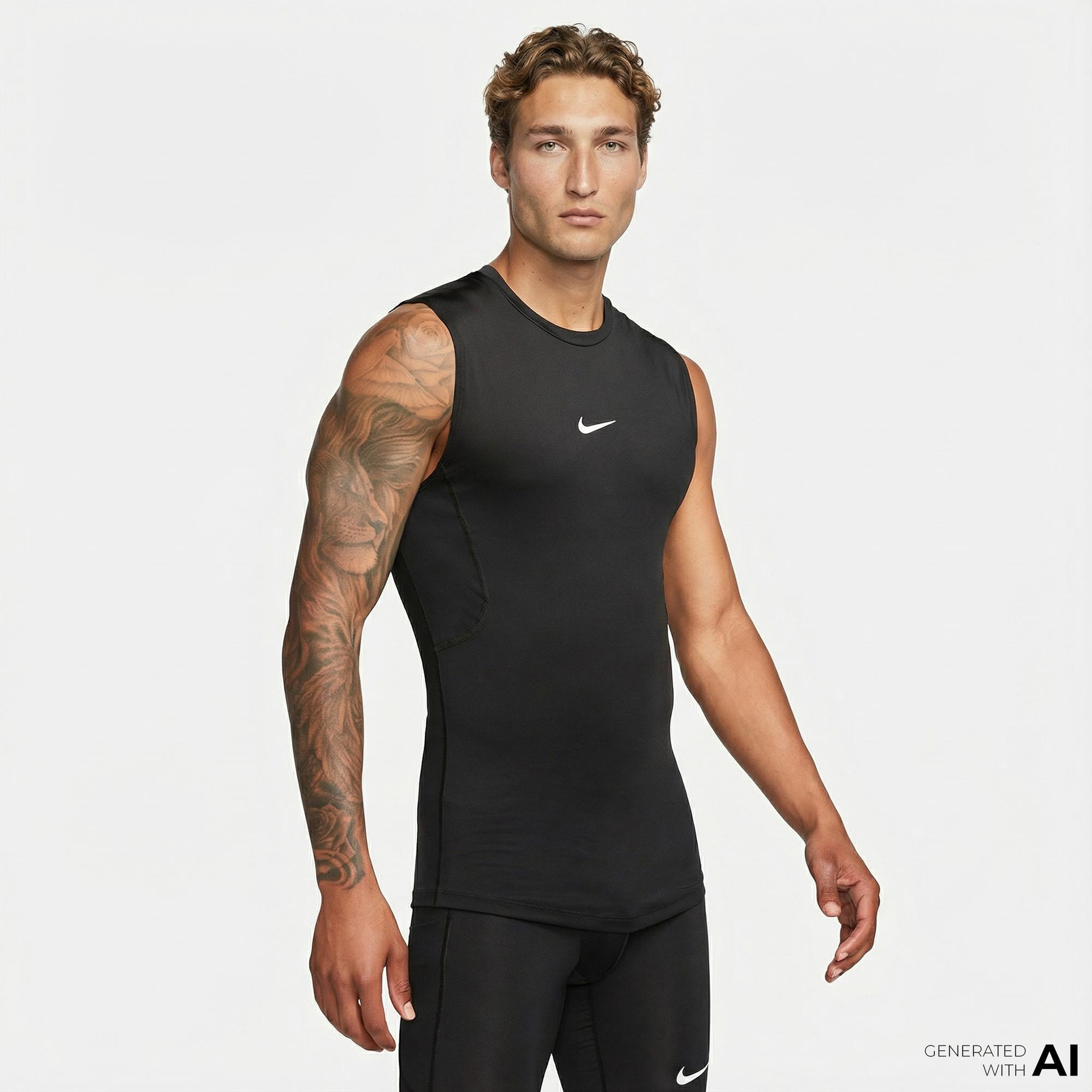 Nike Pro Dri-Fit Erkek Siyah Kolsuz T-Shirt