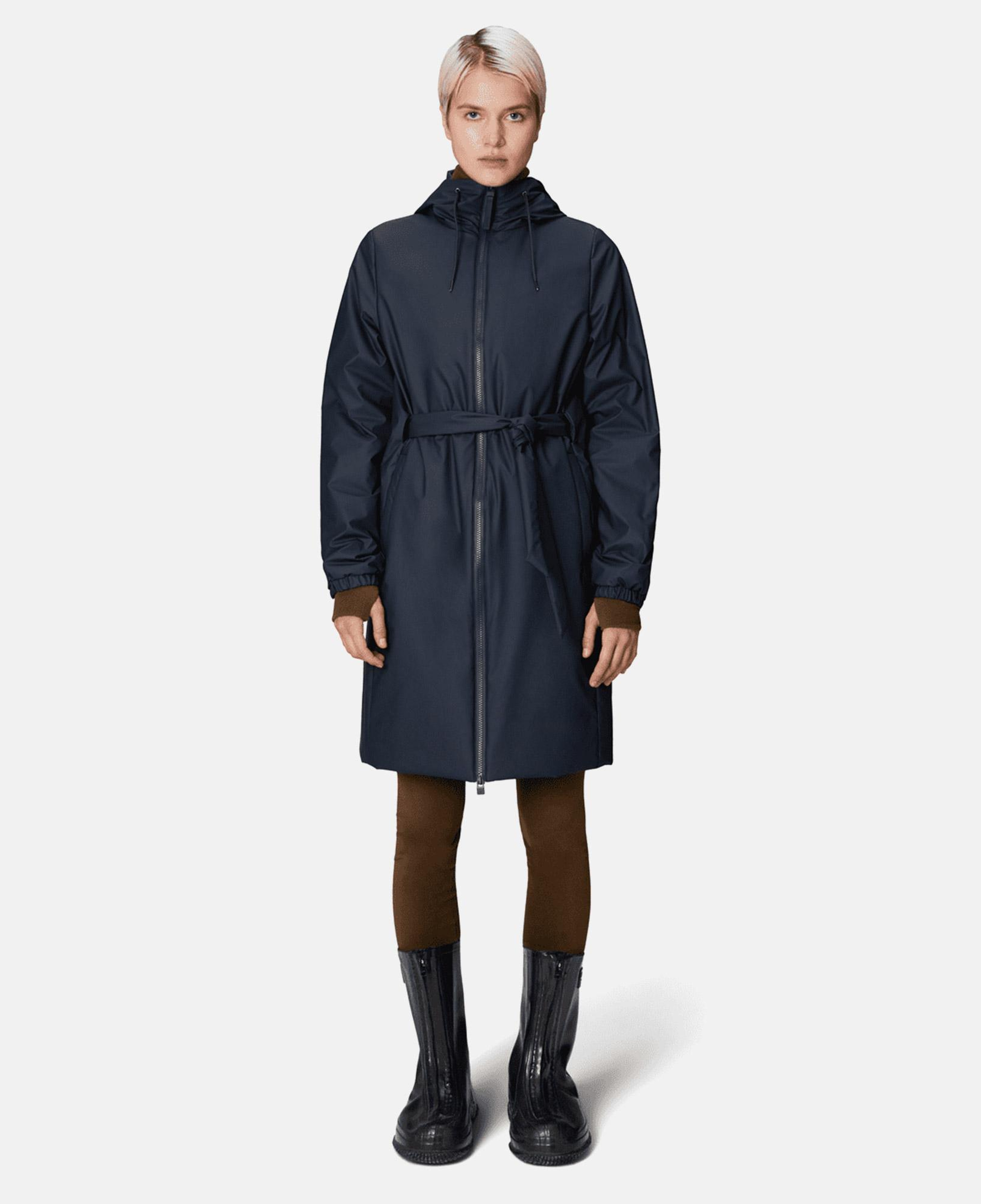 Rains Lohja Long Insulated Curve Jacket W3T2 Unisex Lacivert Yağmurluk