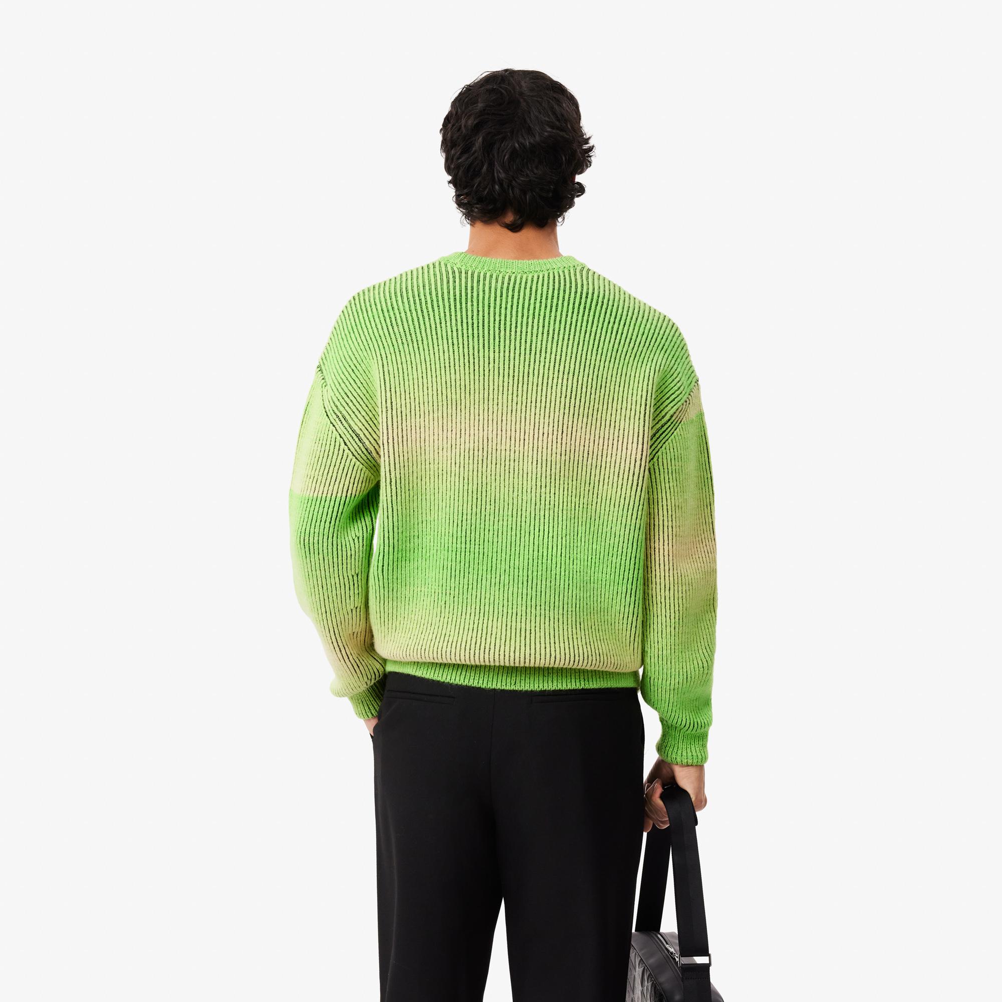 Erkek Relaxed Fit Bisiklet Yaka Yeşil Kazak
