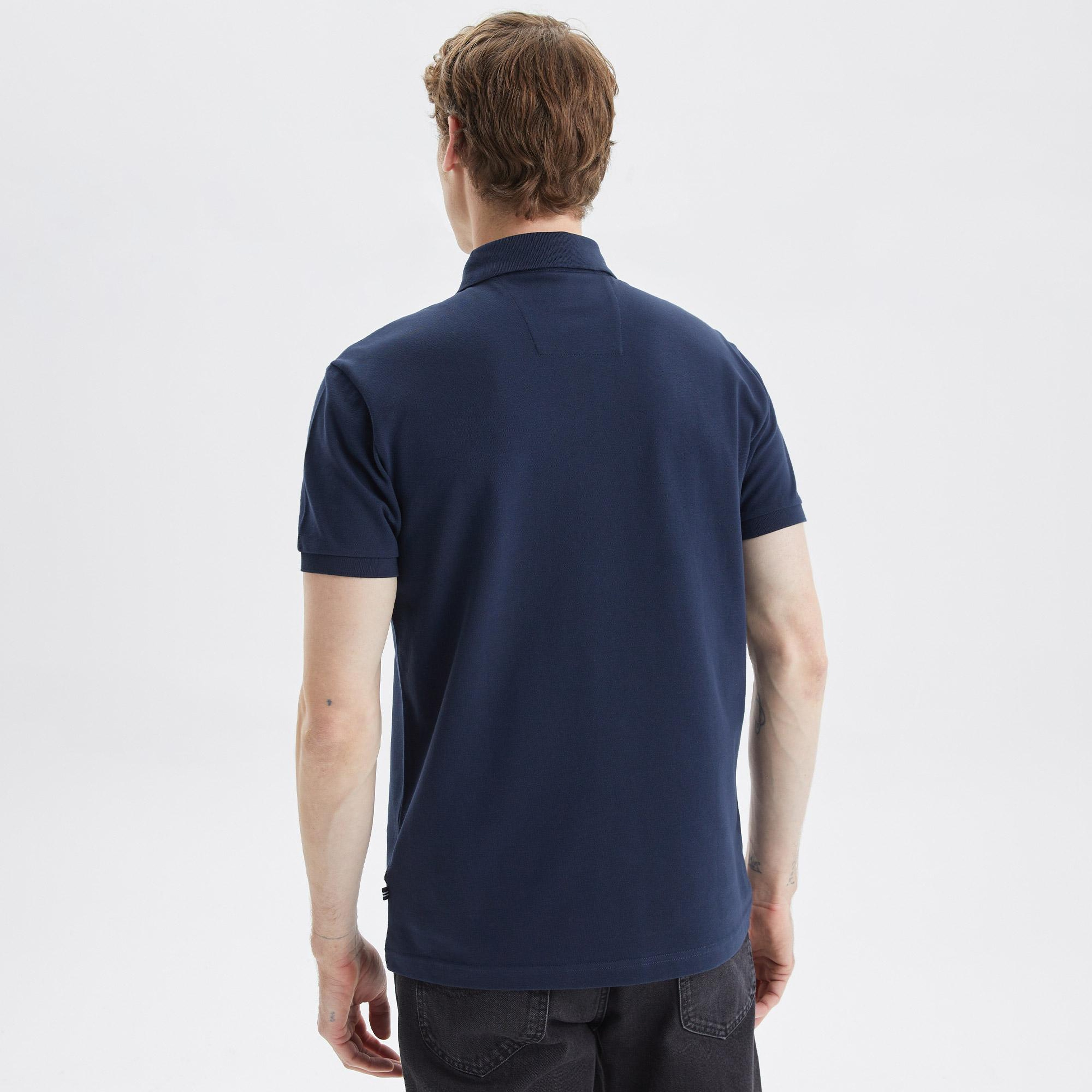 Nautica Erkek Lacivert Slim Fit Kısa Kollu Polo Yaka T-Shirt