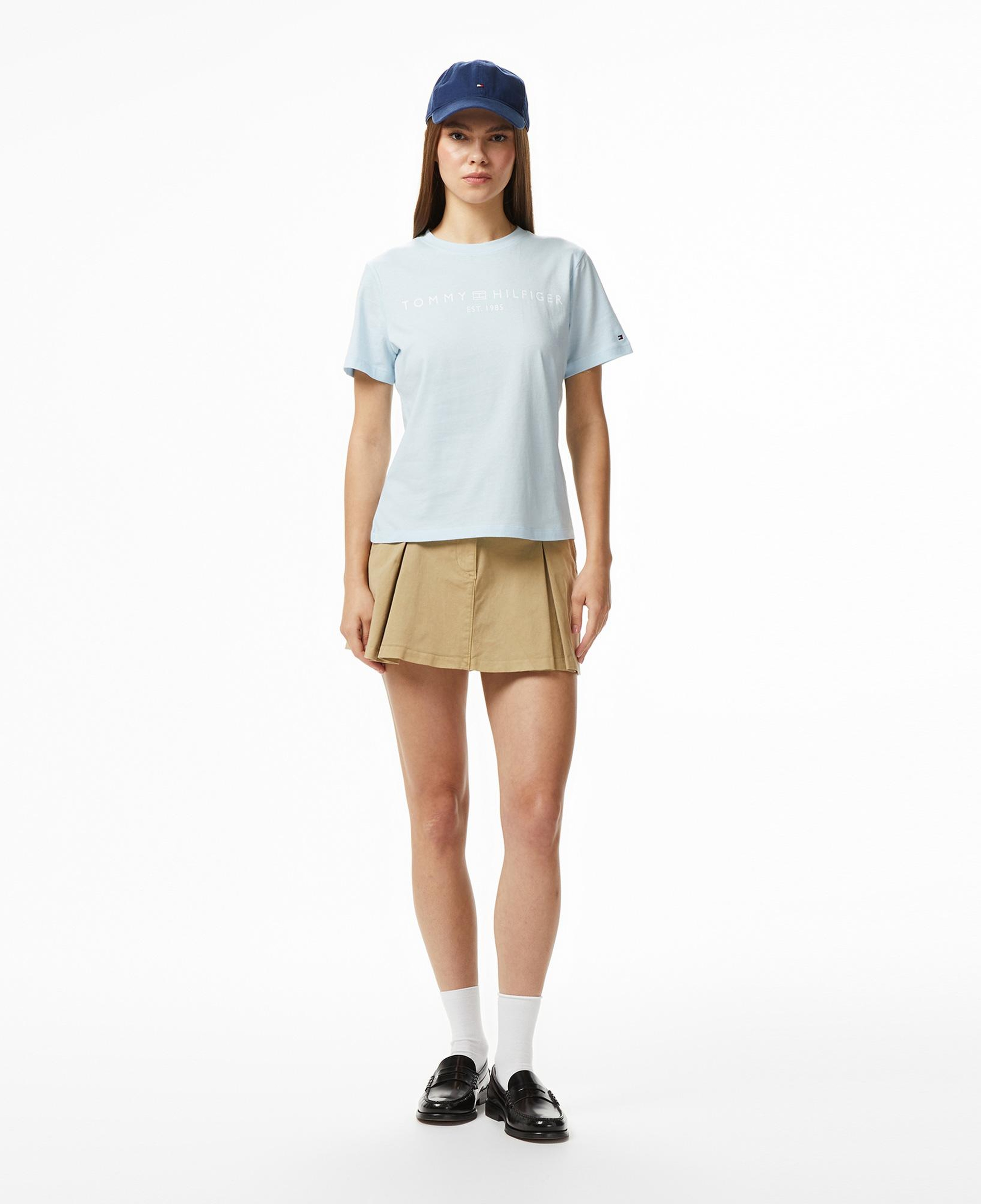 Tommy Hilfiger Corp Logo Kadın Mavi Crop T-Shirt