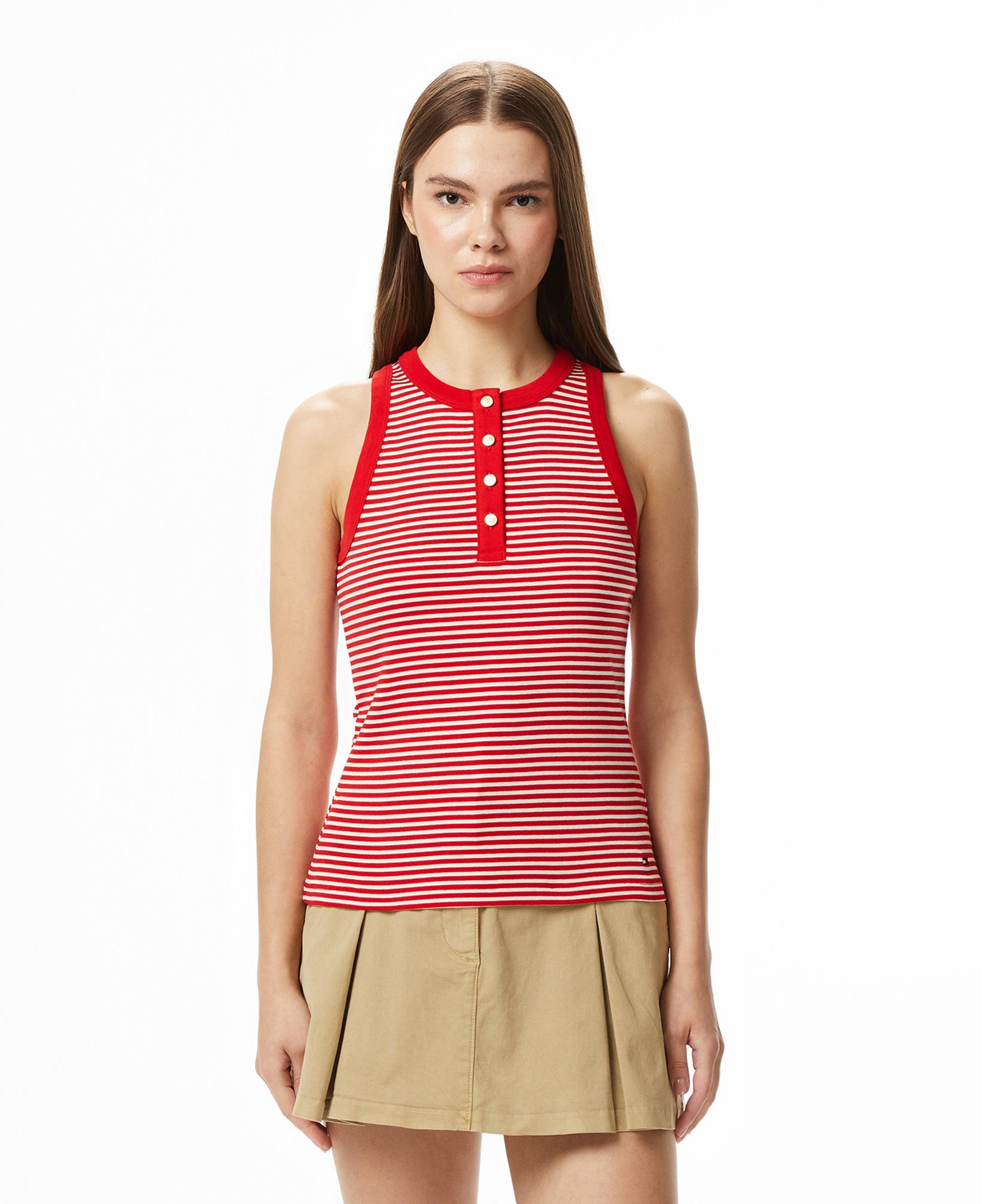 Tommy Hilfiger Gold Button Kadın Bordo T-Shirt