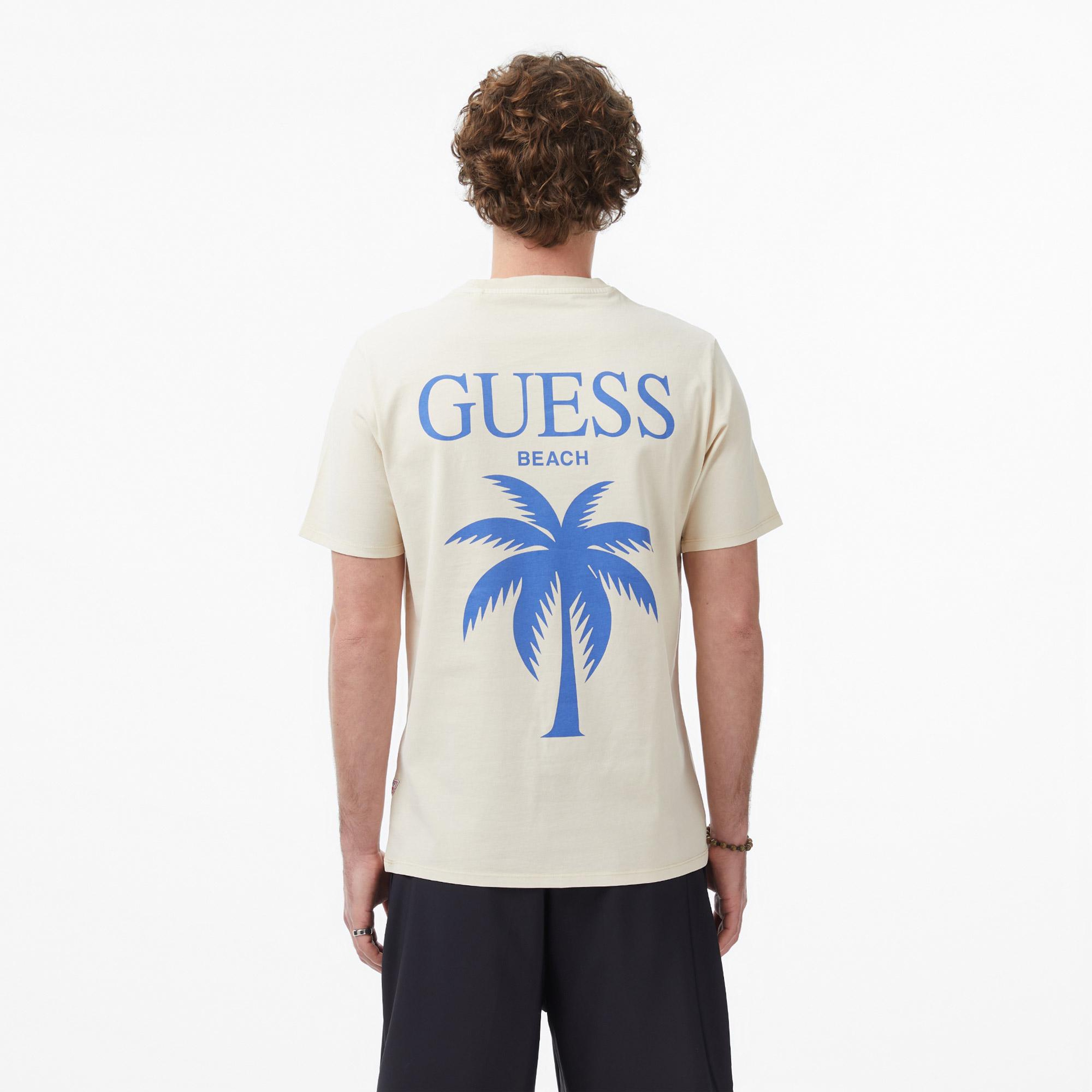 Guess Jersey Regular Fit Erkek Krem T-Shirt