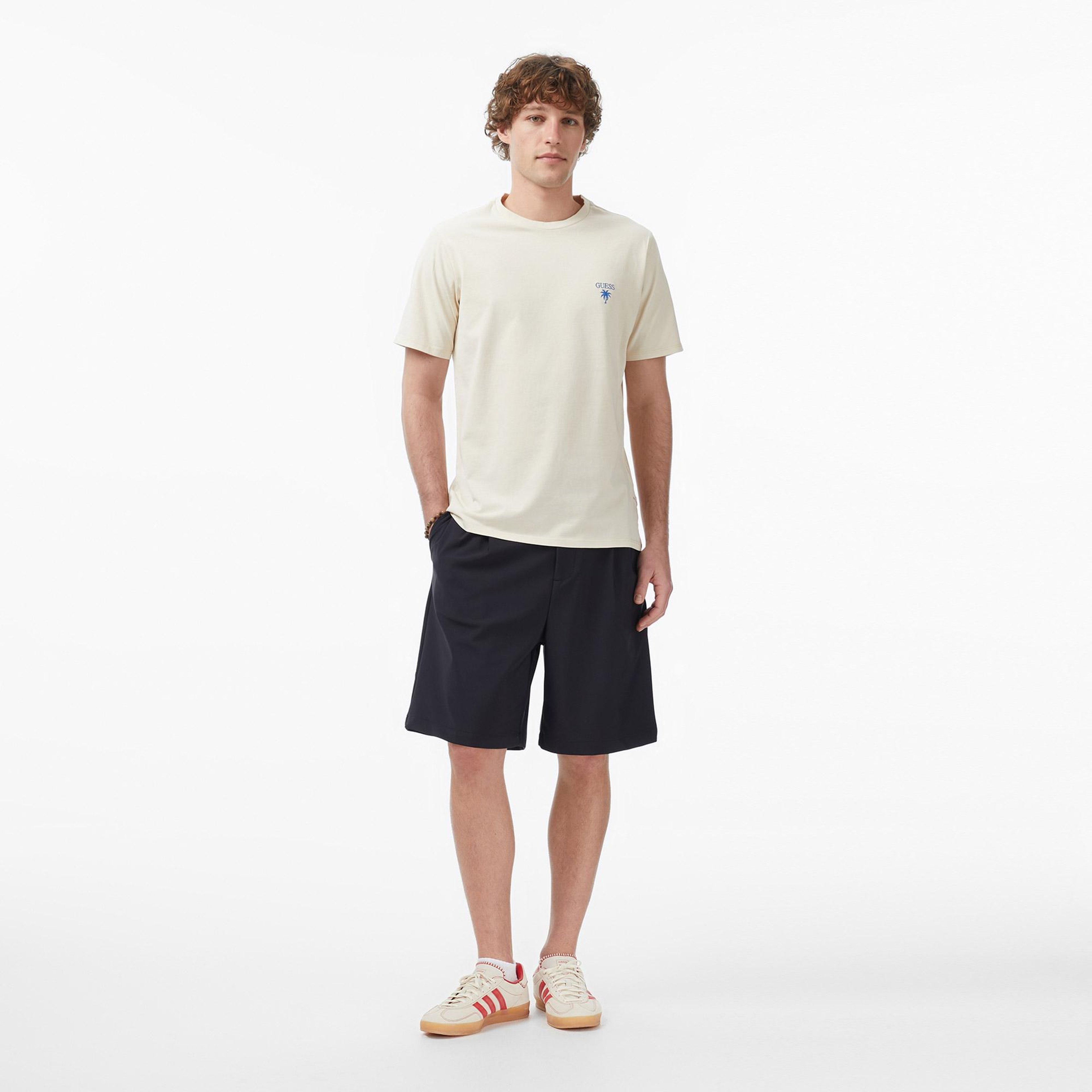 Guess Jersey Regular Fit Erkek Krem T-Shirt