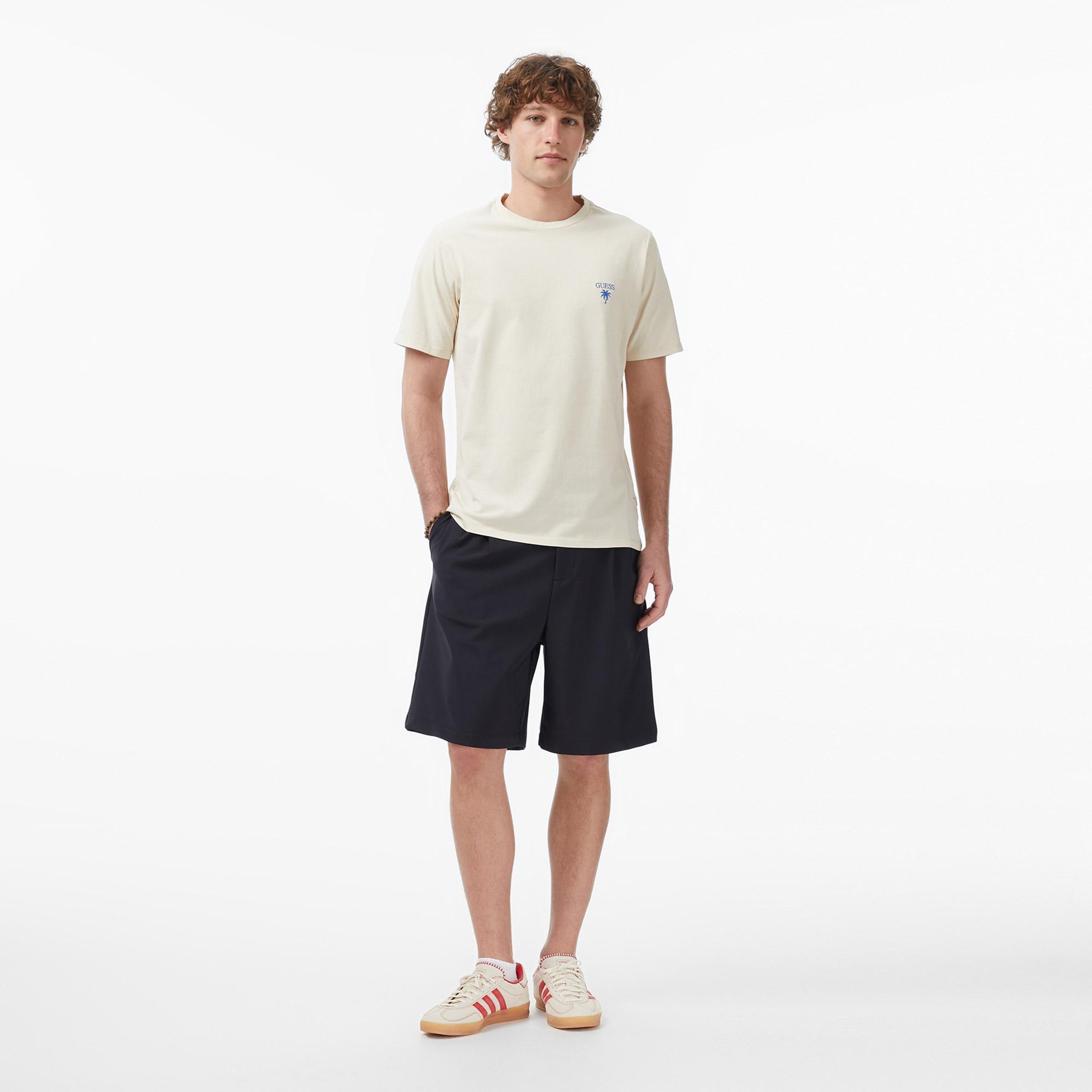 Guess Jersey Regular Fit Erkek Krem T-Shirt