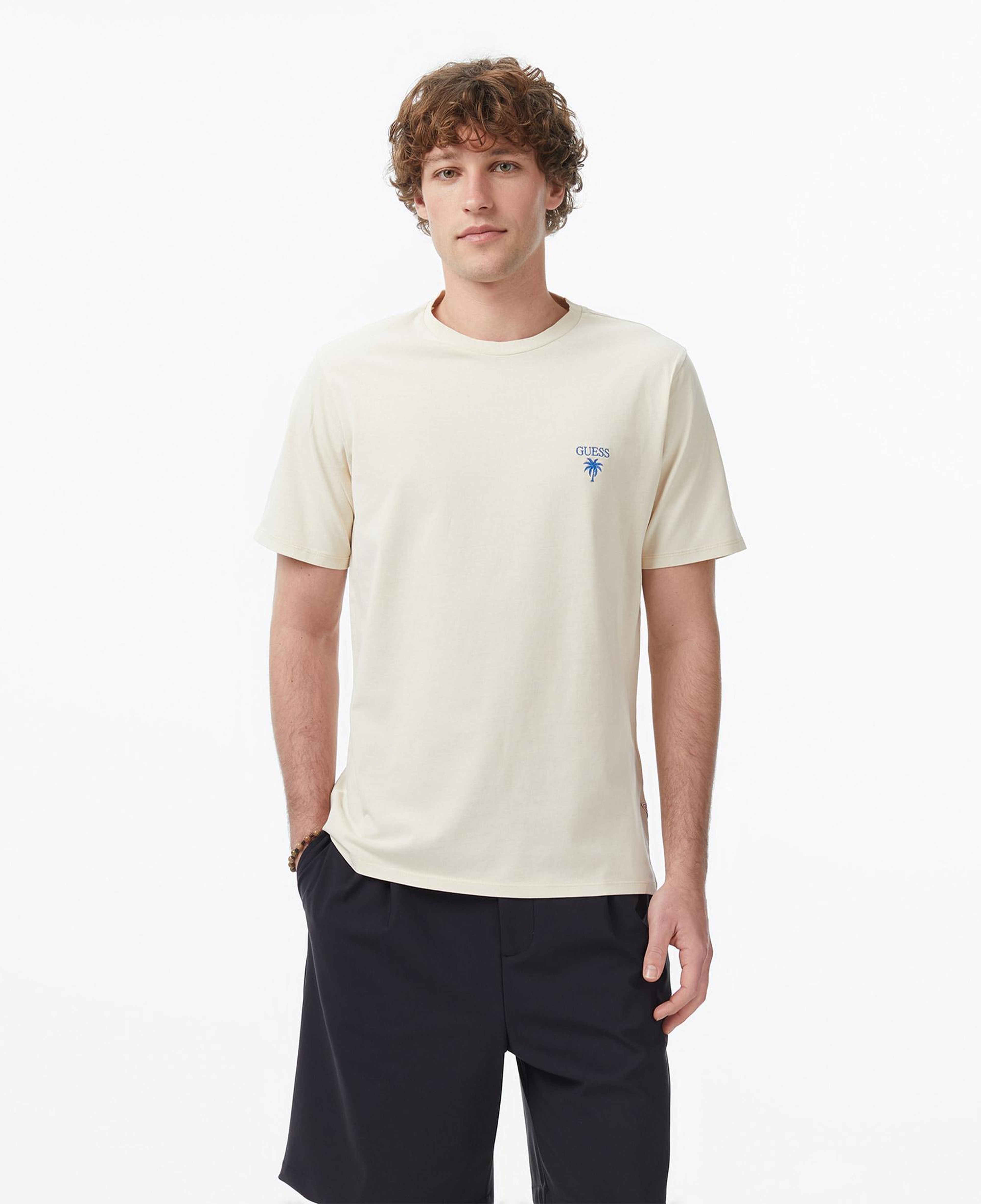 Guess Jersey Regular Fit Erkek Krem T-Shirt