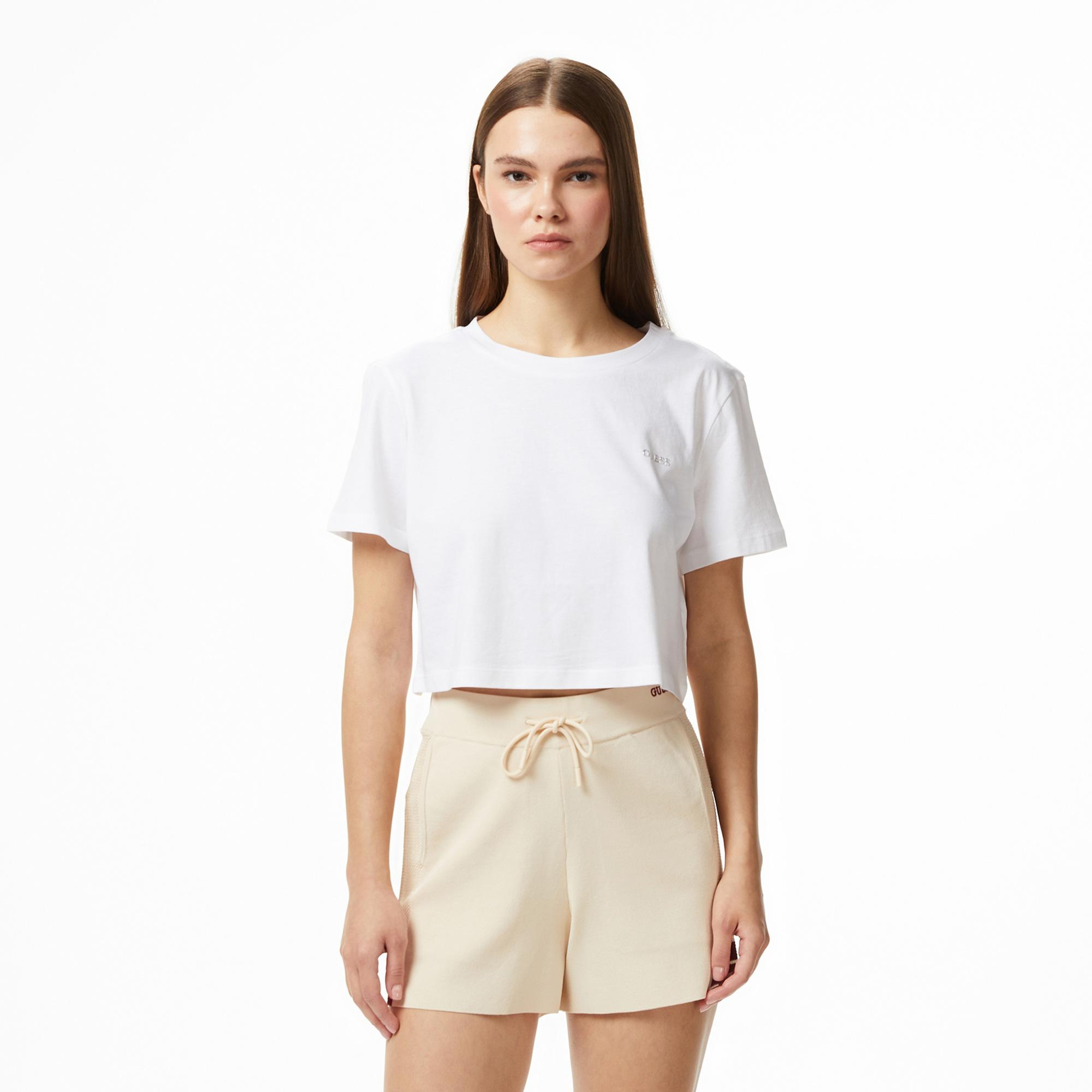 Guess Selene Aktif Boxy Fit Kadın Beyaz T-Shirt