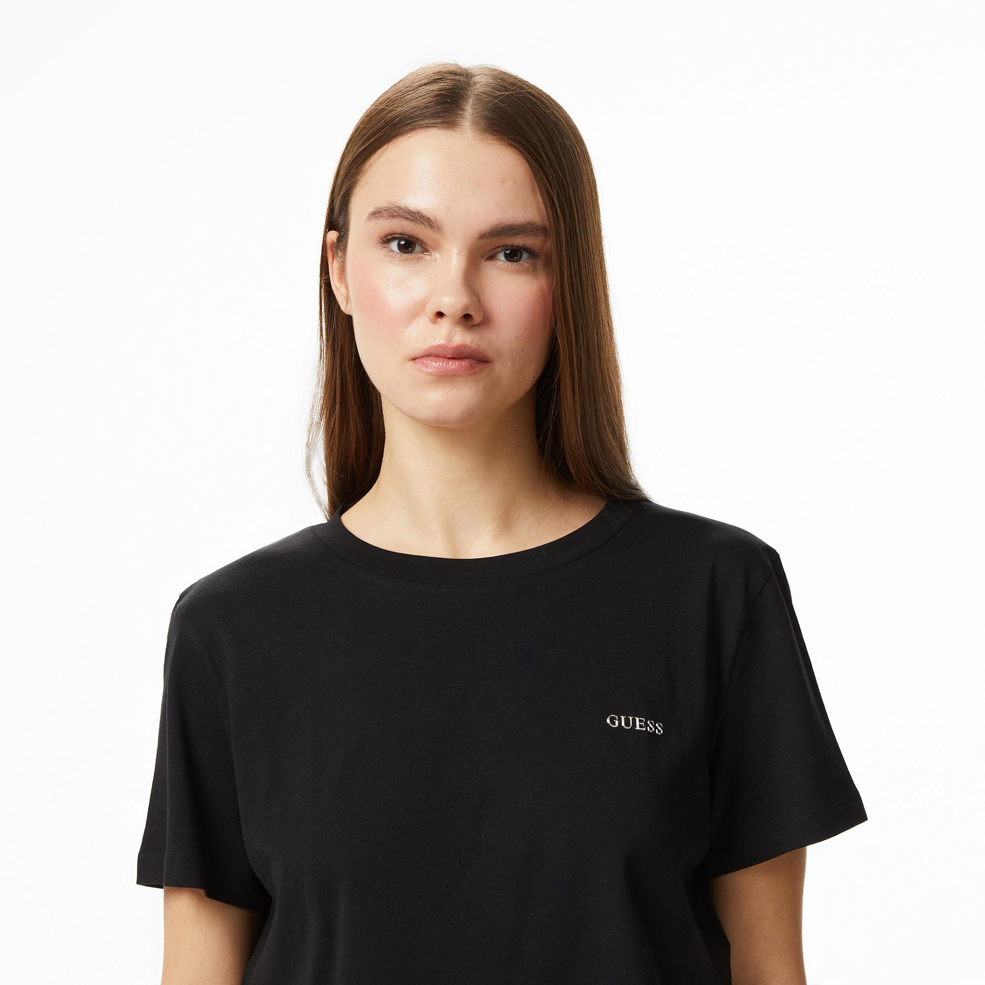 Guess Selene Aktif Boxy Fit Kadın Siyah T-Shirt