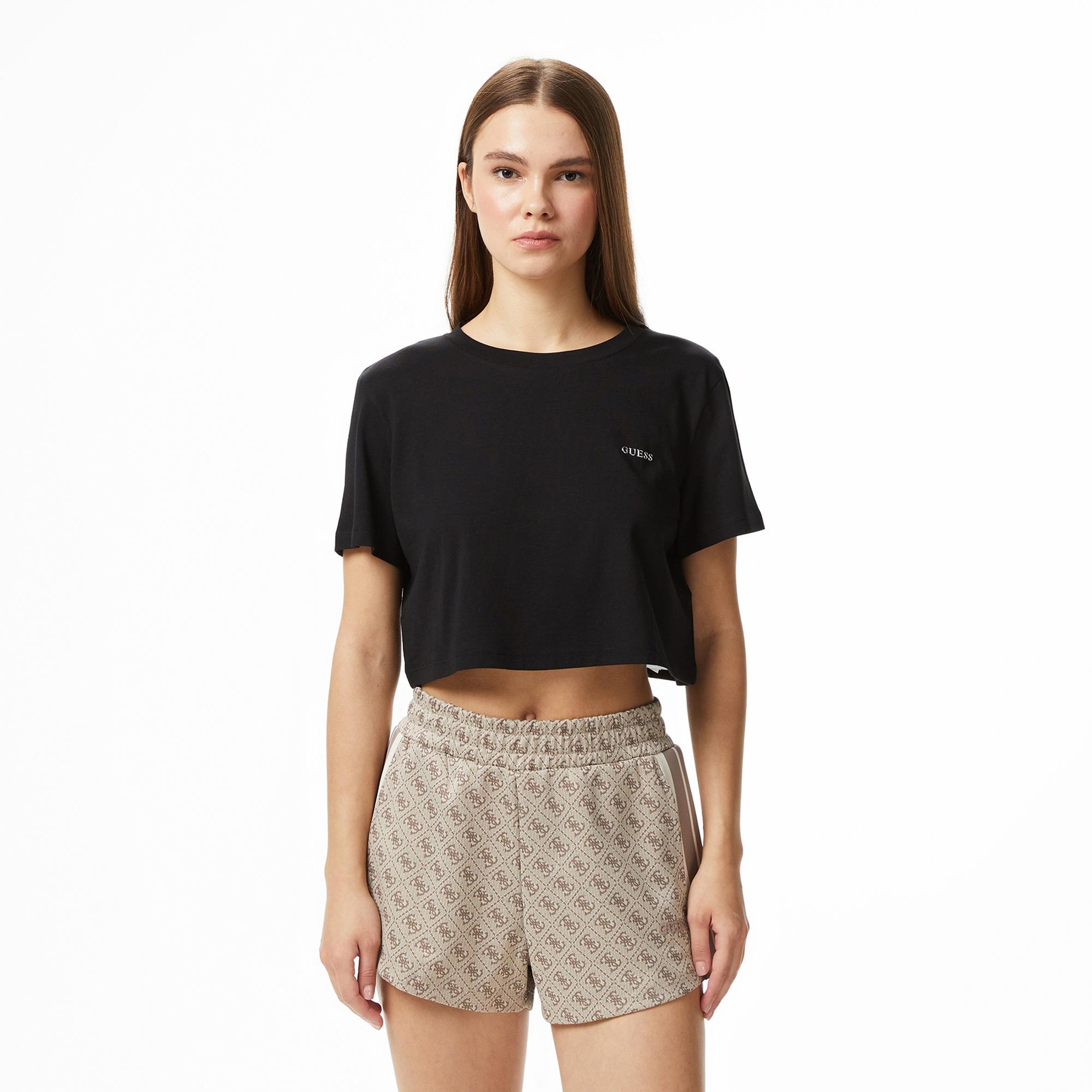 Guess Selene Aktif Boxy Fit Kadın Siyah T-Shirt