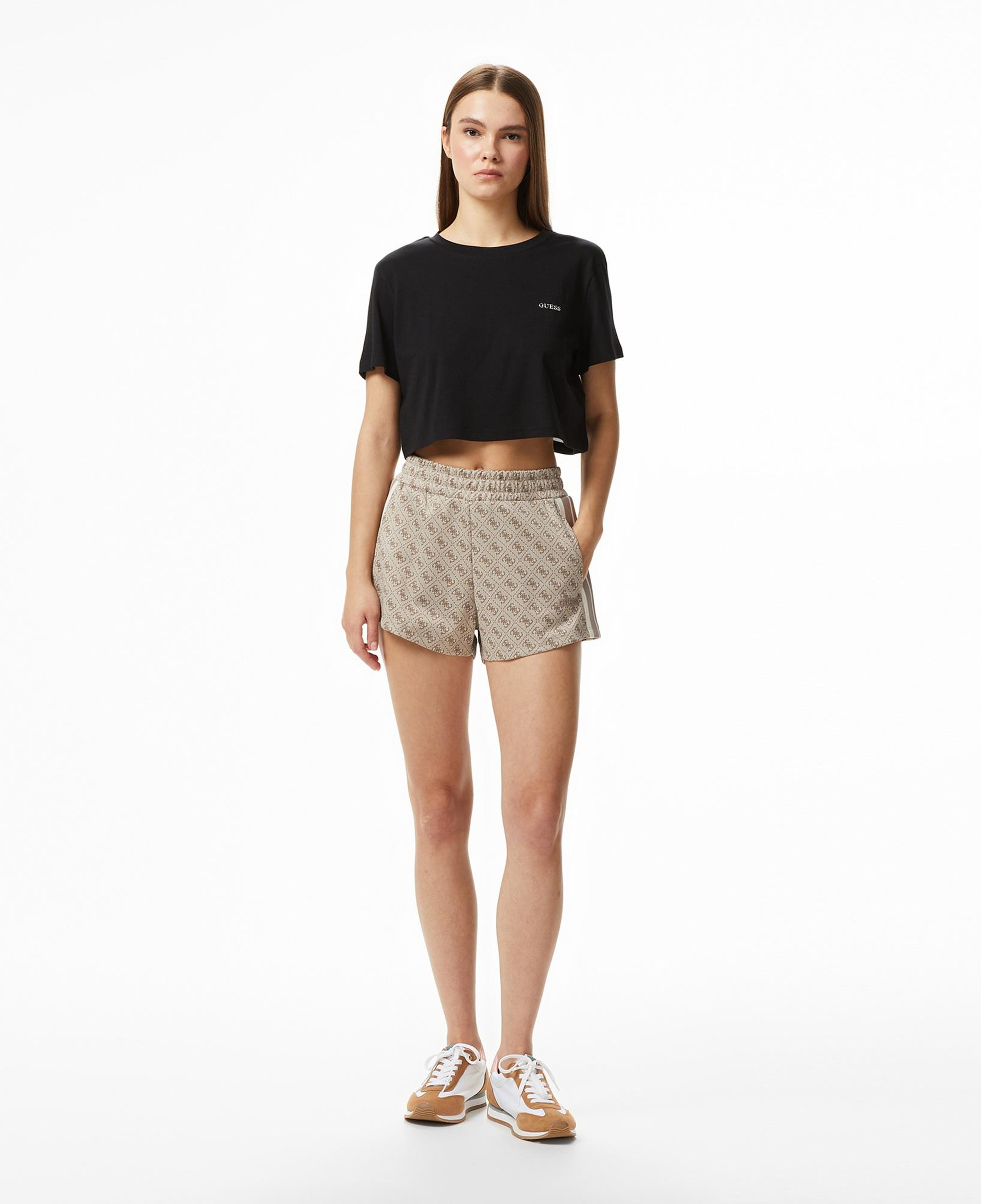 Guess Selene Aktif Boxy Fit Kadın Siyah T-Shirt