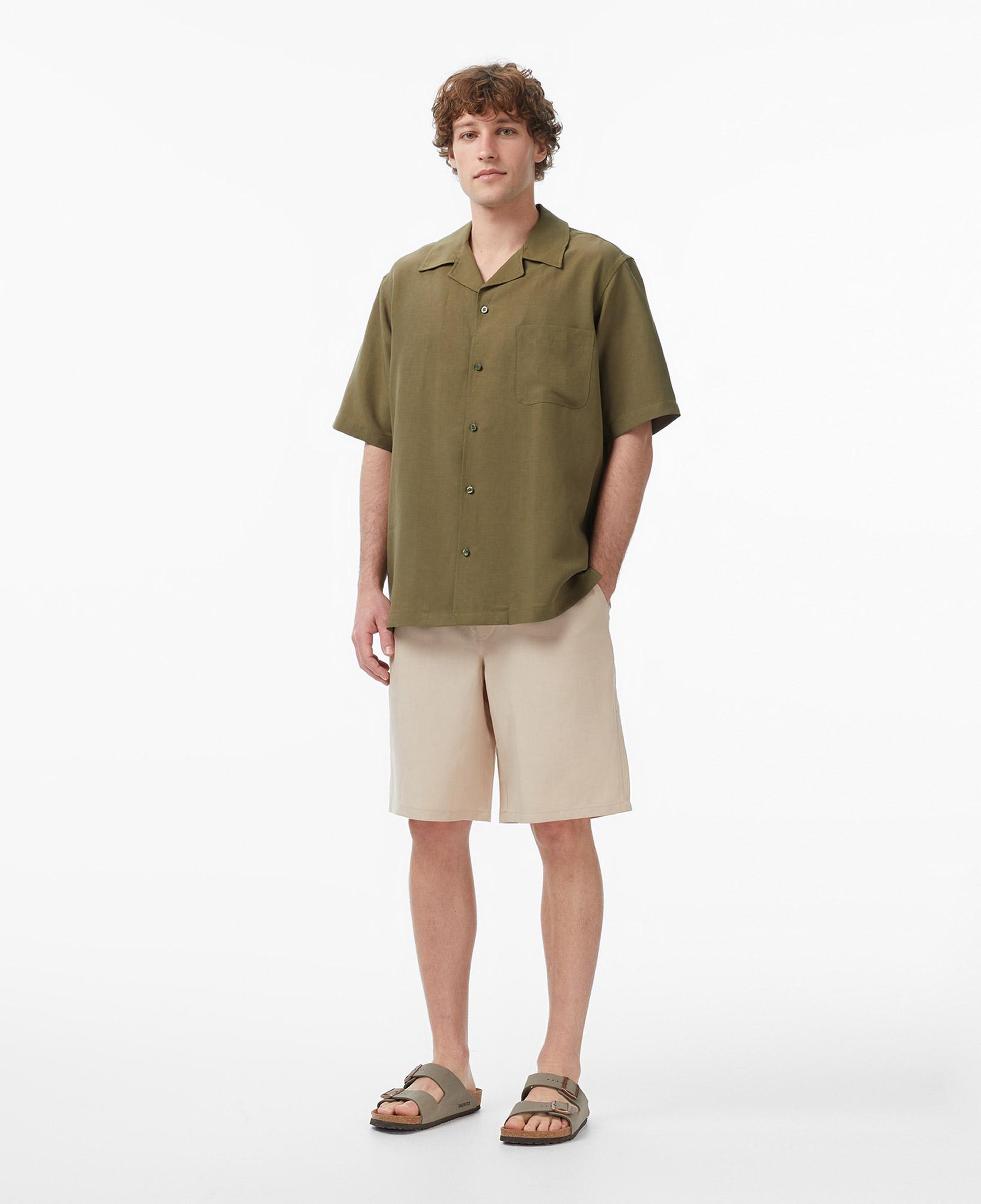 Guess Slub Keten Karışımlı Erkek Yeşil Gömlek