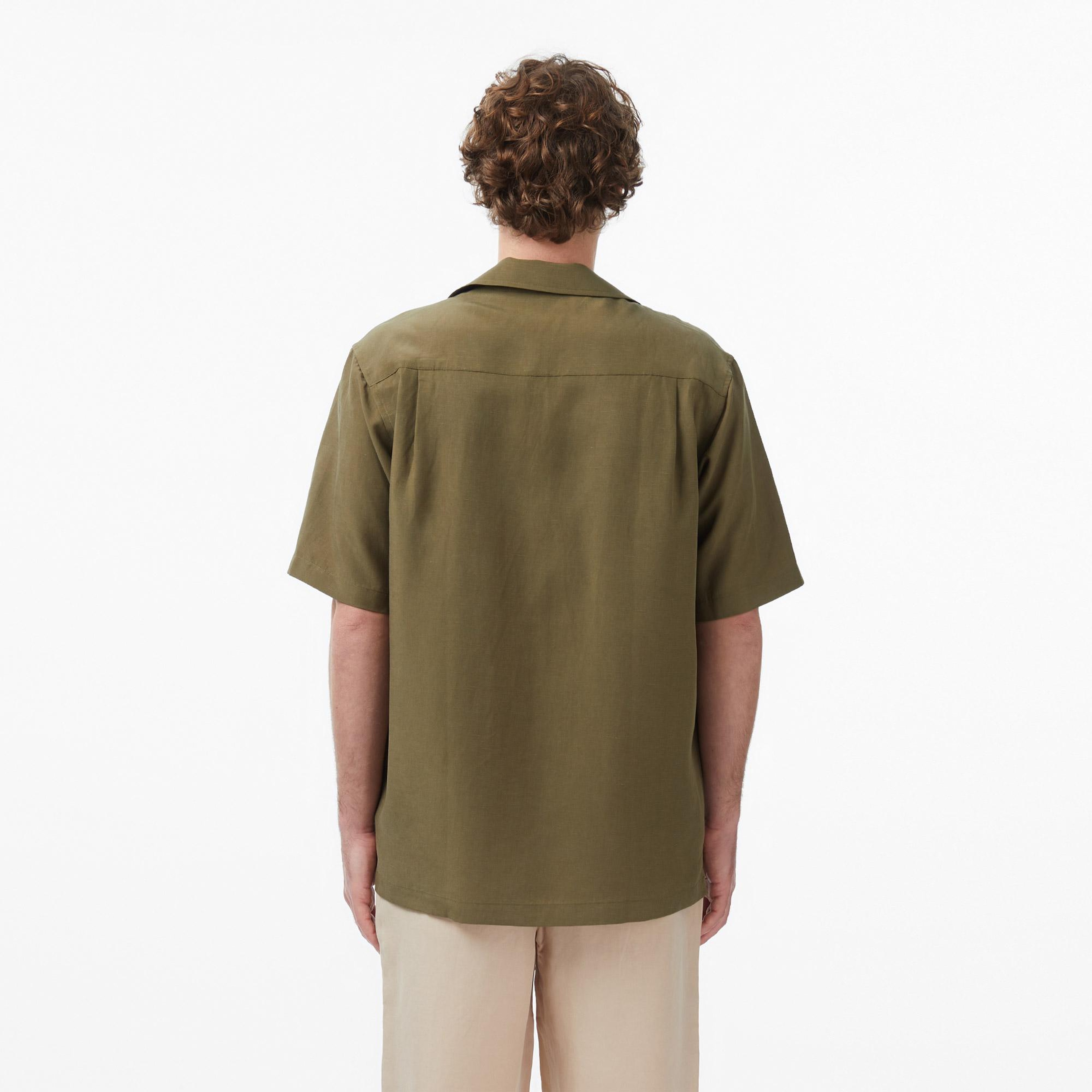 Guess Slub Keten Karışımlı Erkek Yeşil Gömlek