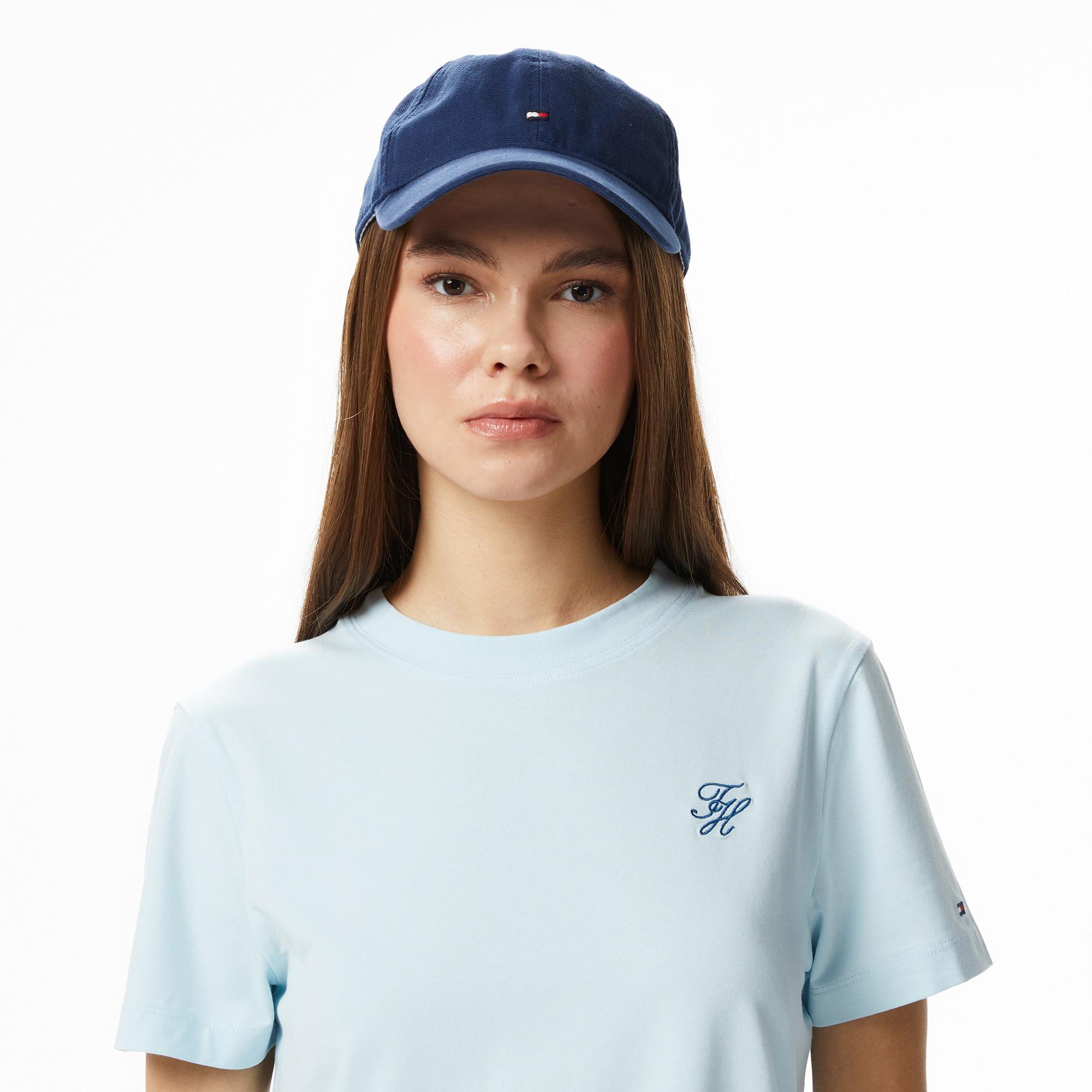 Tommy Hilfiger Script Kadın Mavi T-Shirt