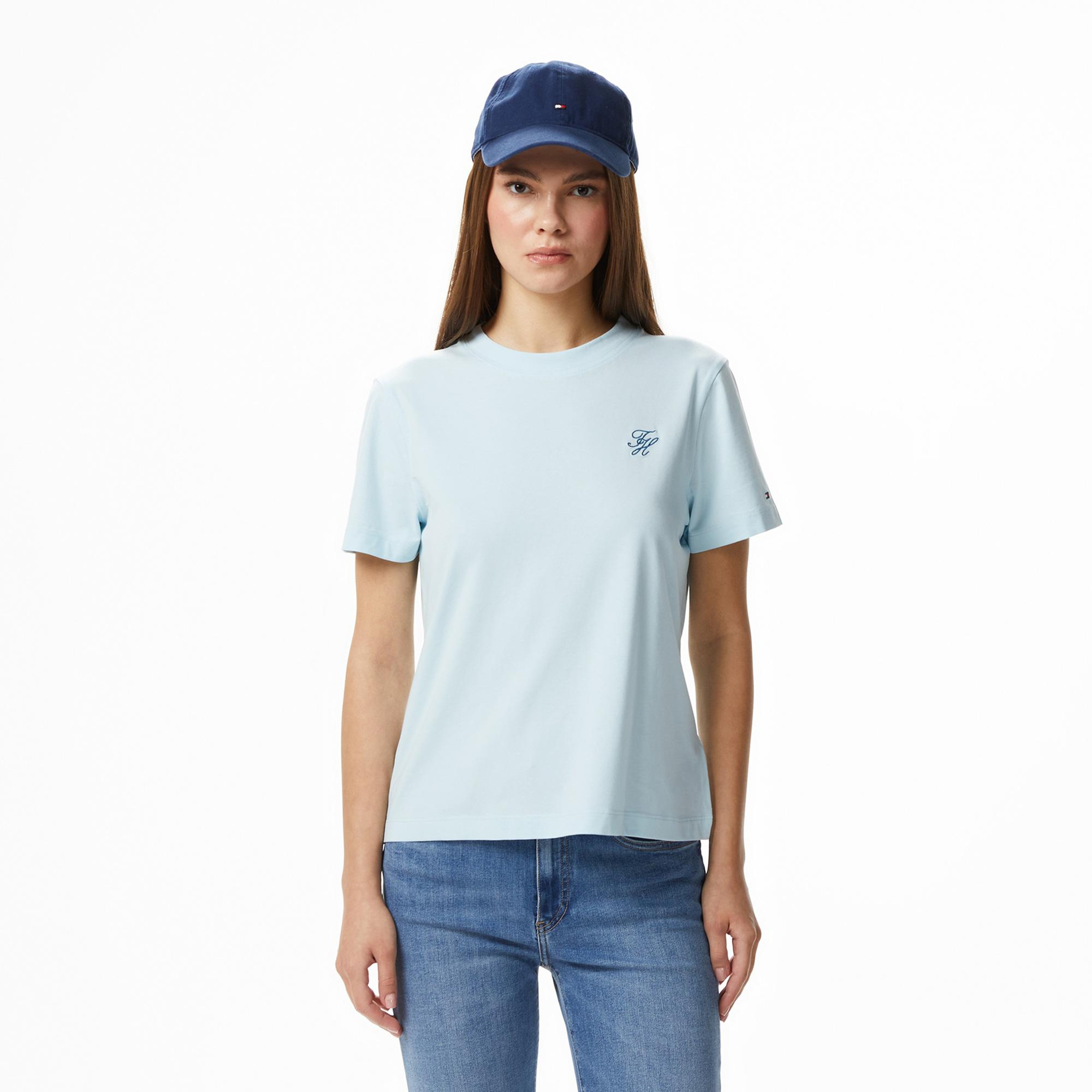 Tommy Hilfiger Script Kadın Mavi T-Shirt