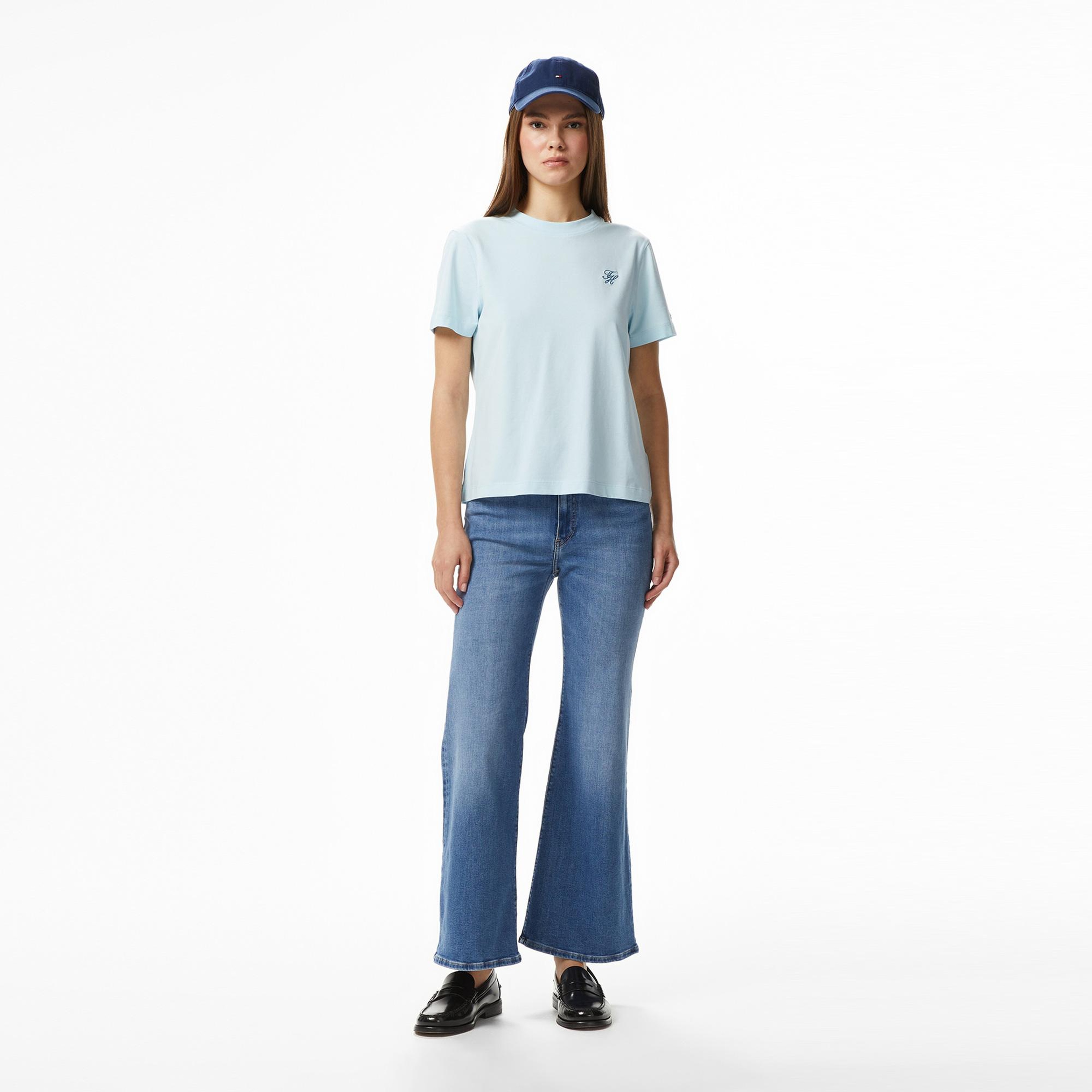 Tommy Hilfiger Script Kadın Mavi T-Shirt