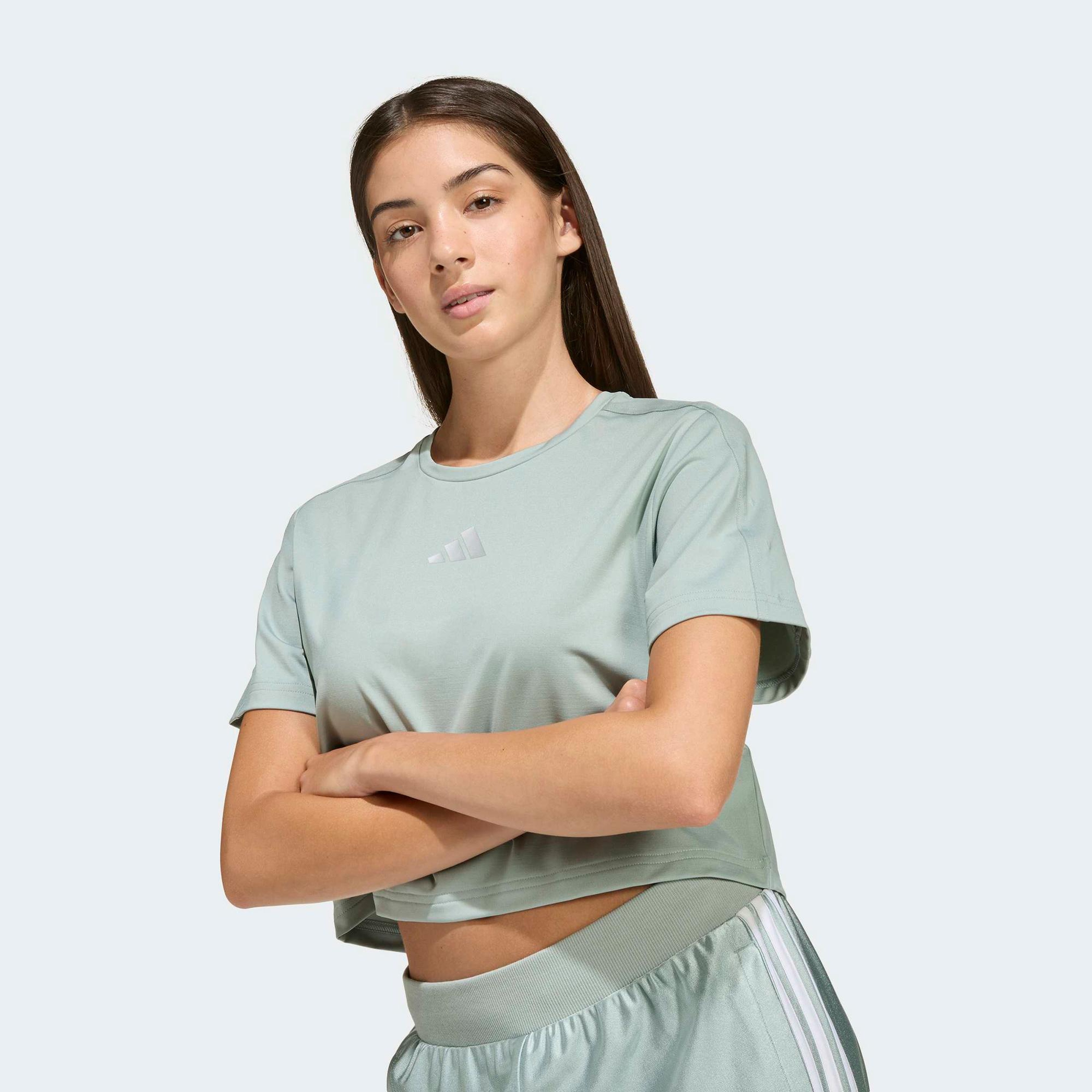 adidas Train Essentials Seasonal Çocuk Yeşil Crop T-Shirt