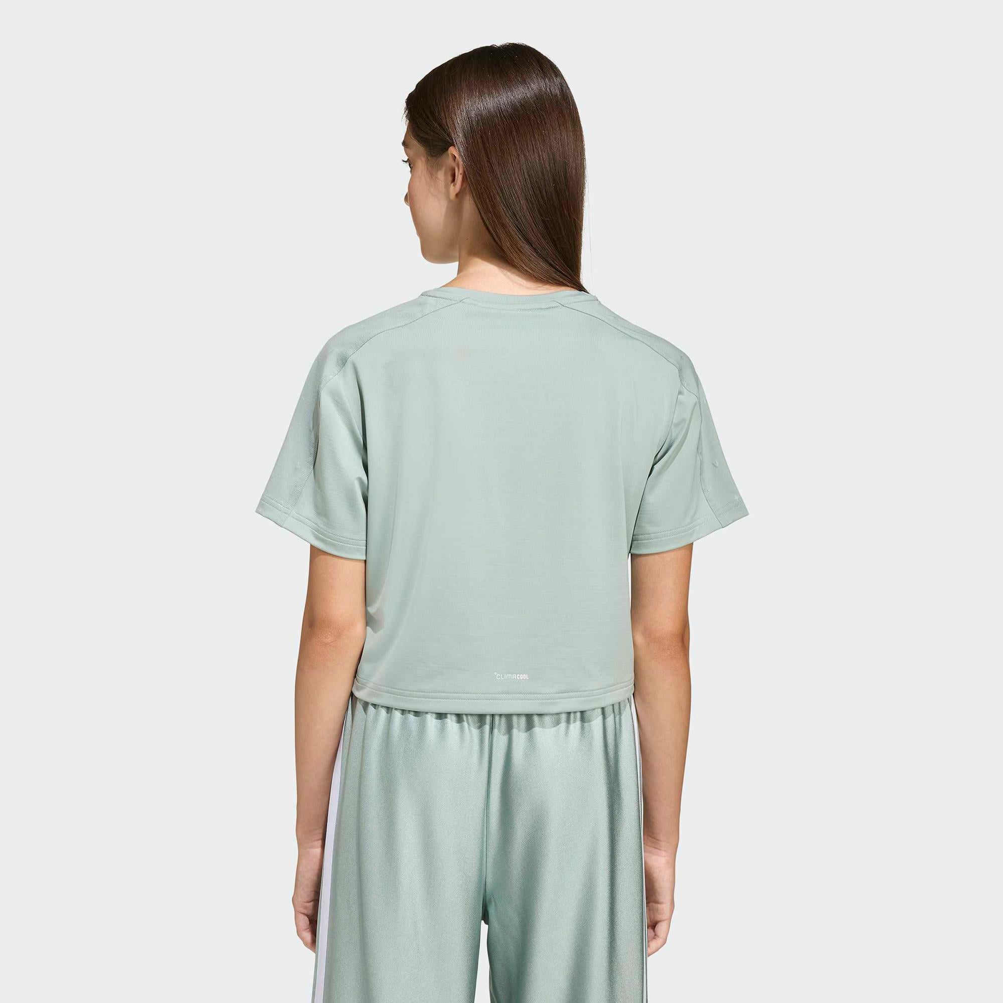 adidas Train Essentials Seasonal Çocuk Yeşil Crop T-Shirt