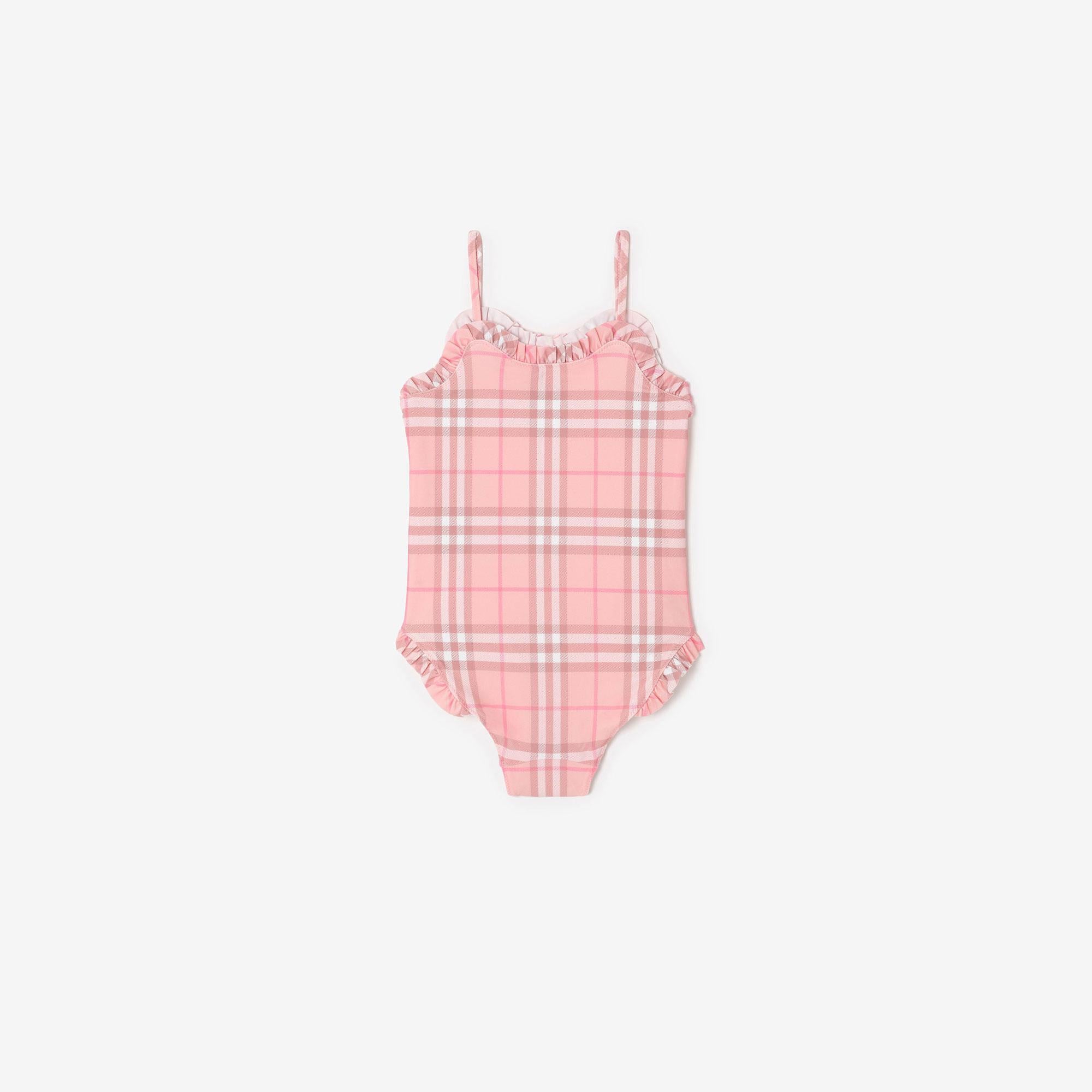 Burberry Ruffle Trim Check Çocuk Pembe Mayo