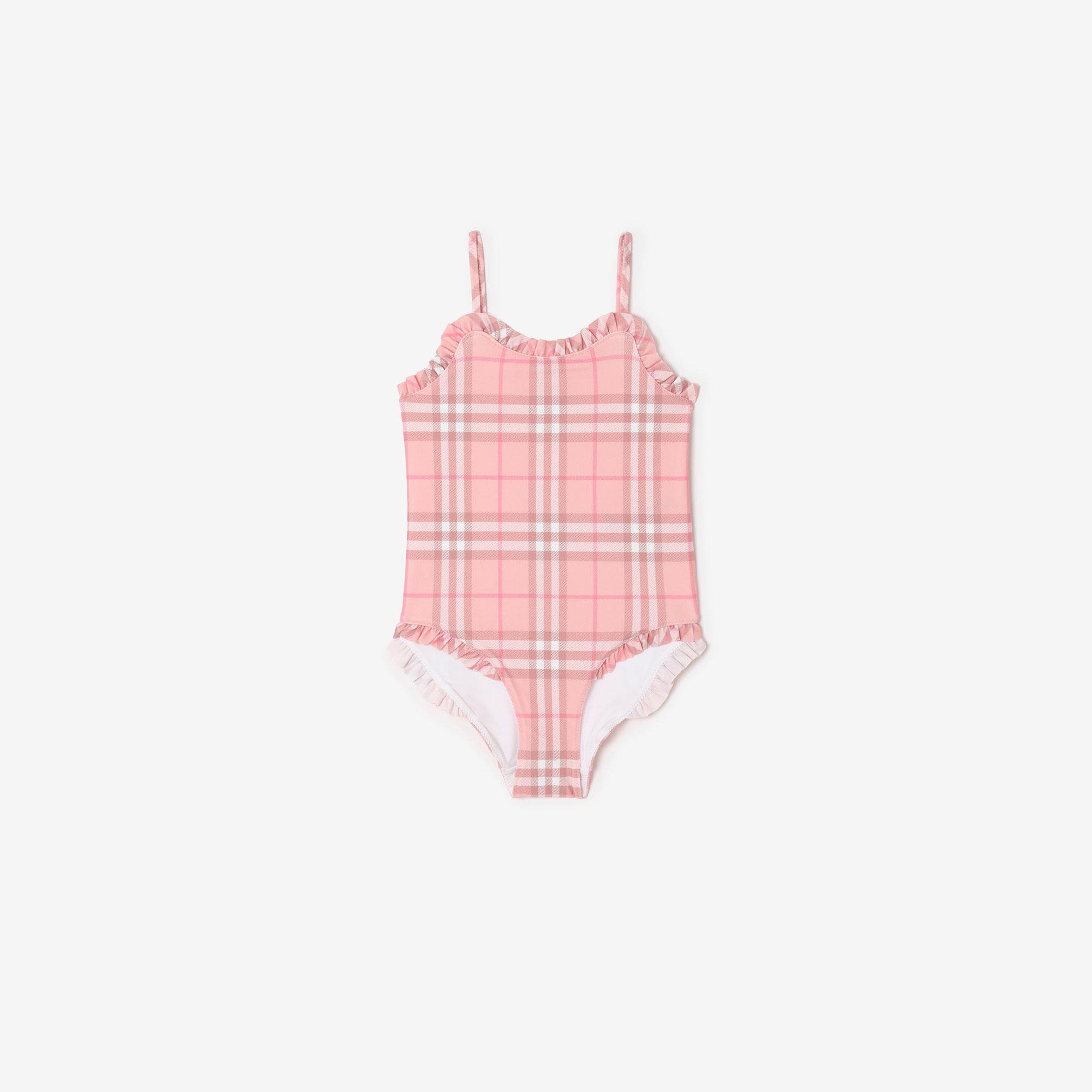Burberry Ruffle Trim Check Çocuk Pembe Mayo