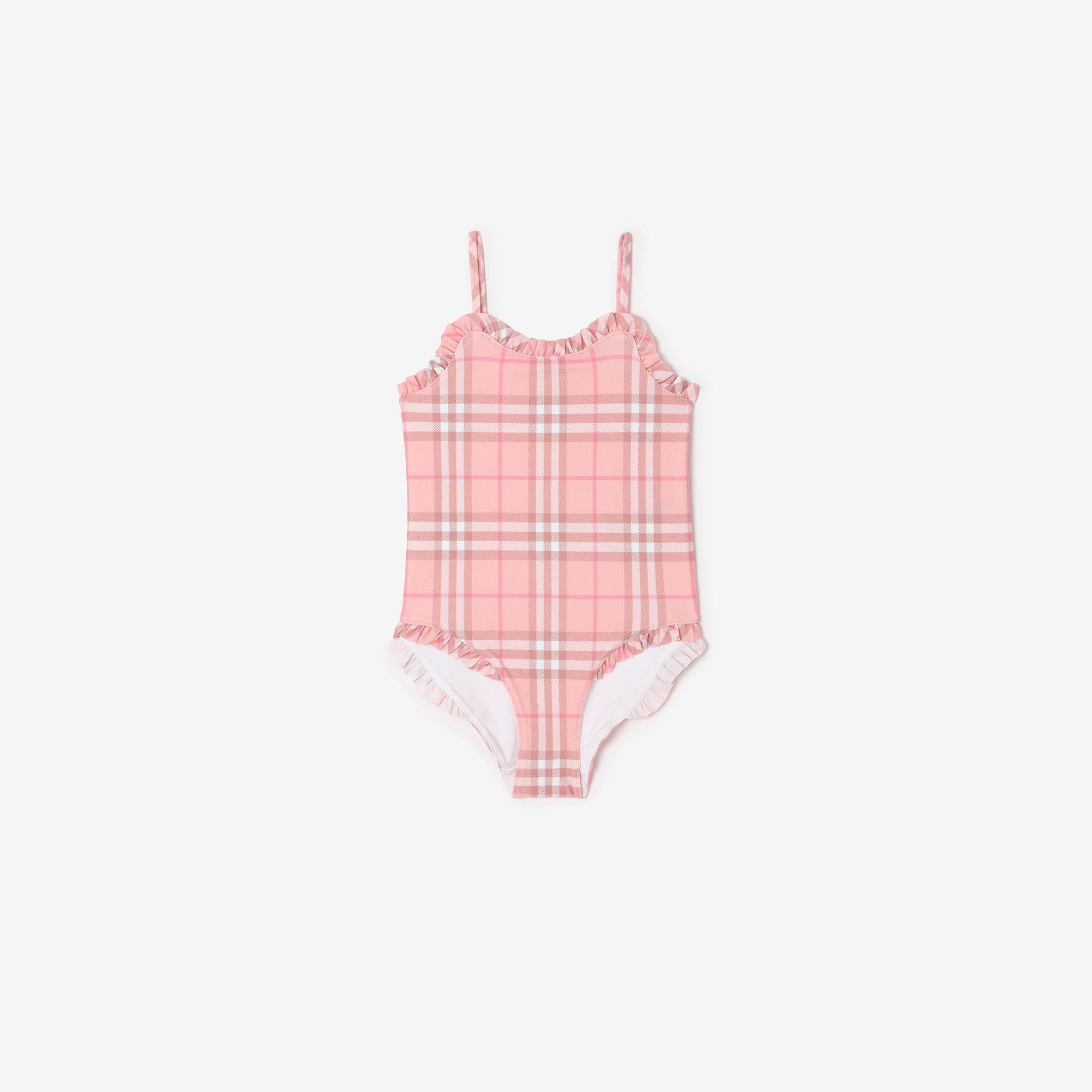 Burberry Ruffle Trim Check Çocuk Pembe Mayo