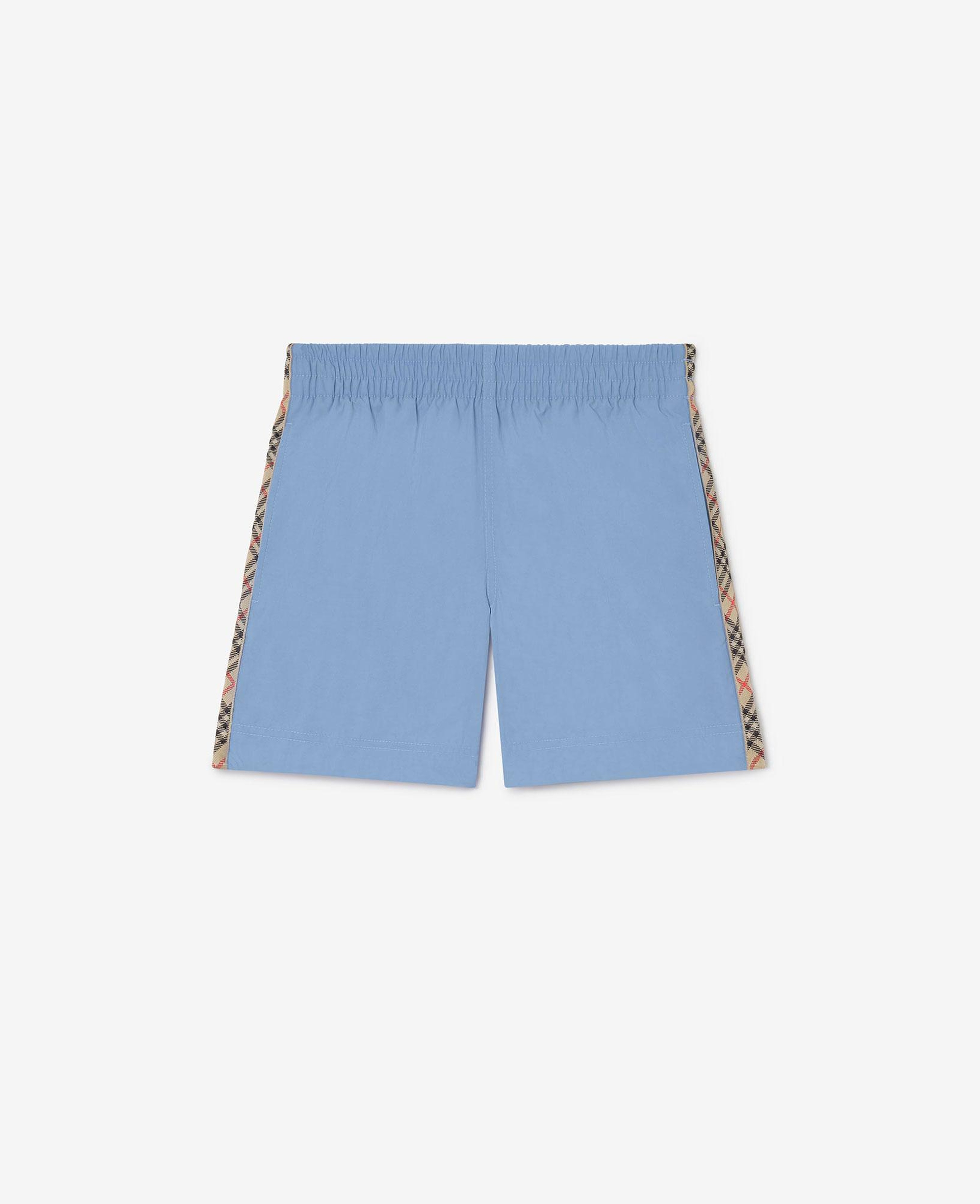 Burberry Check Trim Çocuk Mavi Deniz Şortu