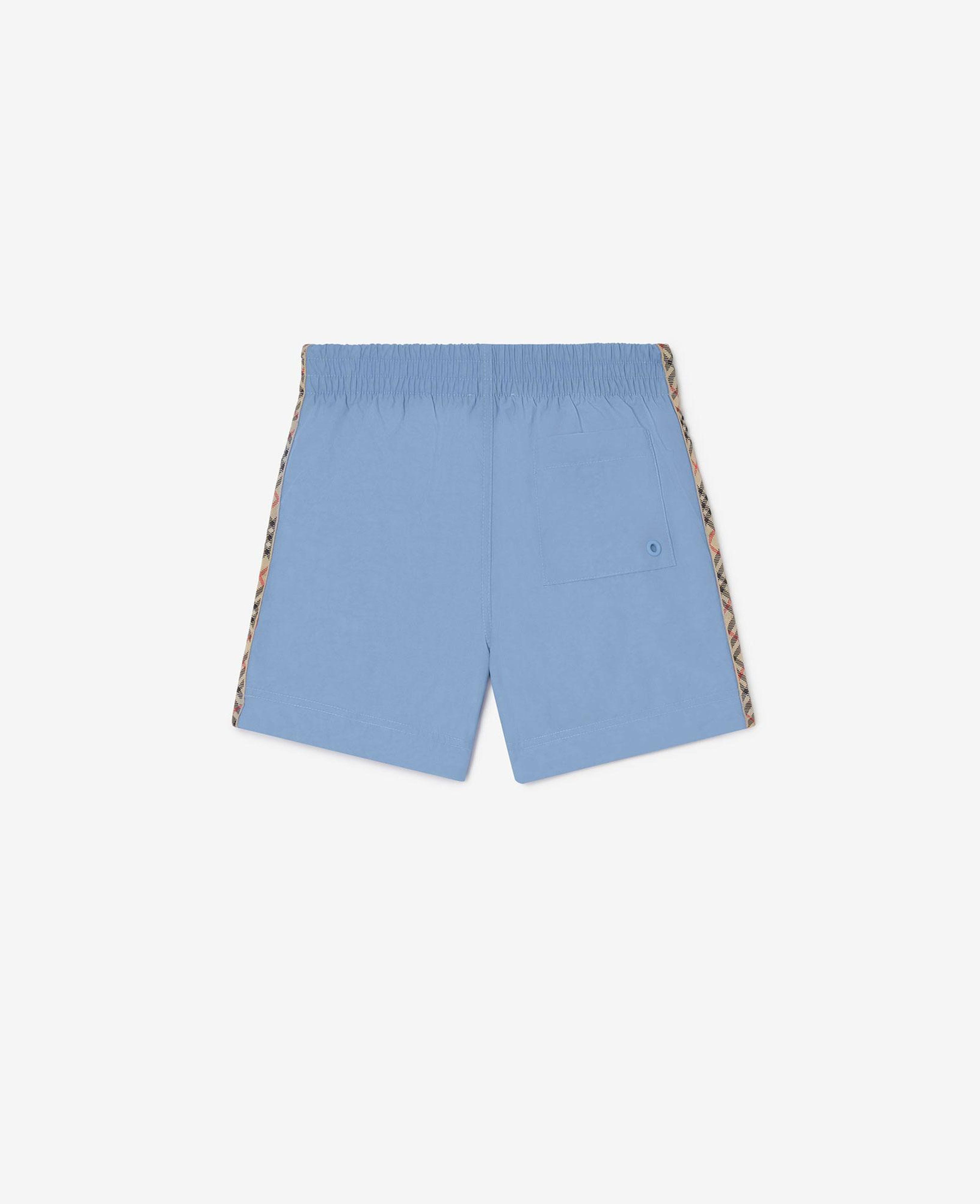 Burberry Check Trim Çocuk Mavi Deniz Şortu