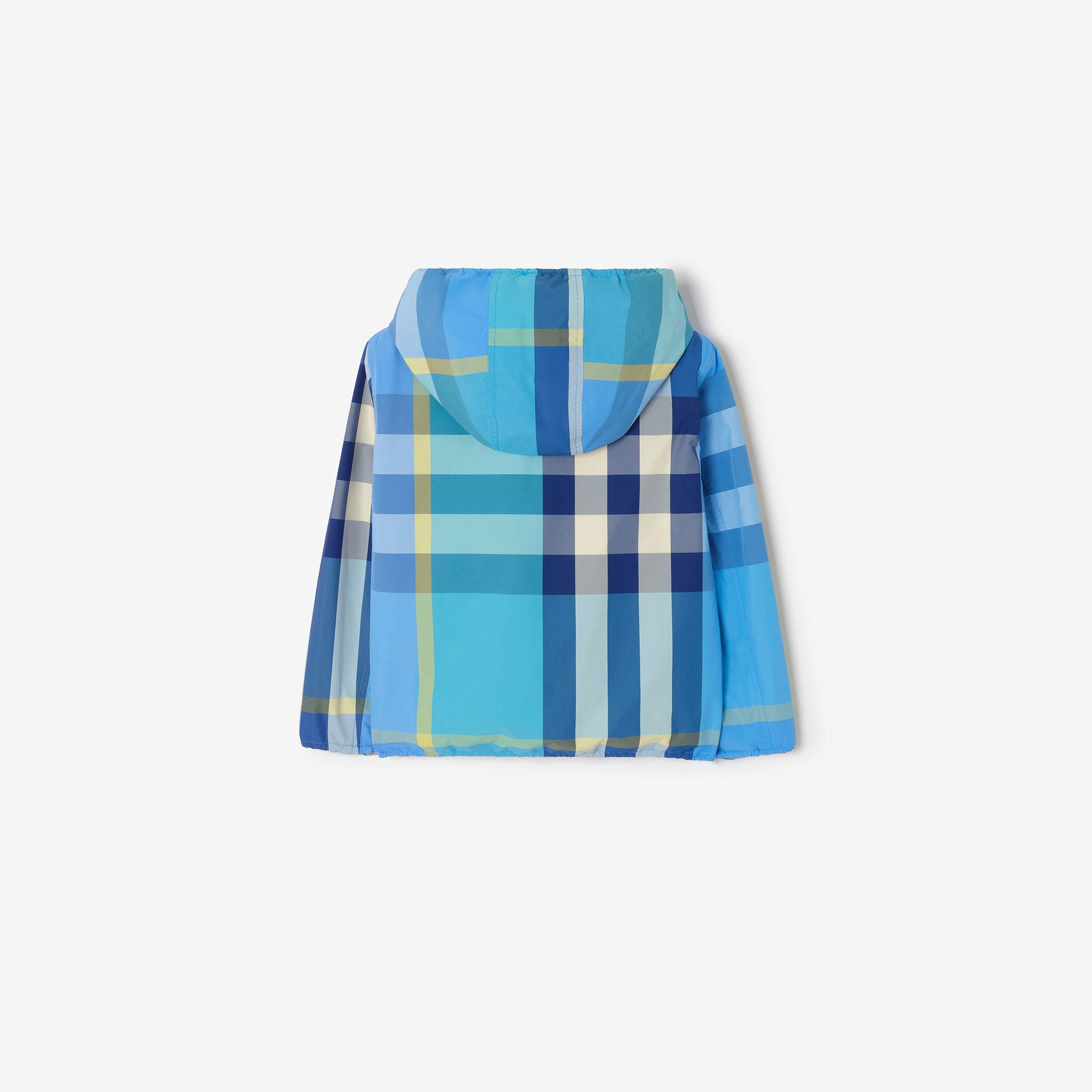 Burberry Reversible Check Nylon Hooded Çocuk Mavi Mont