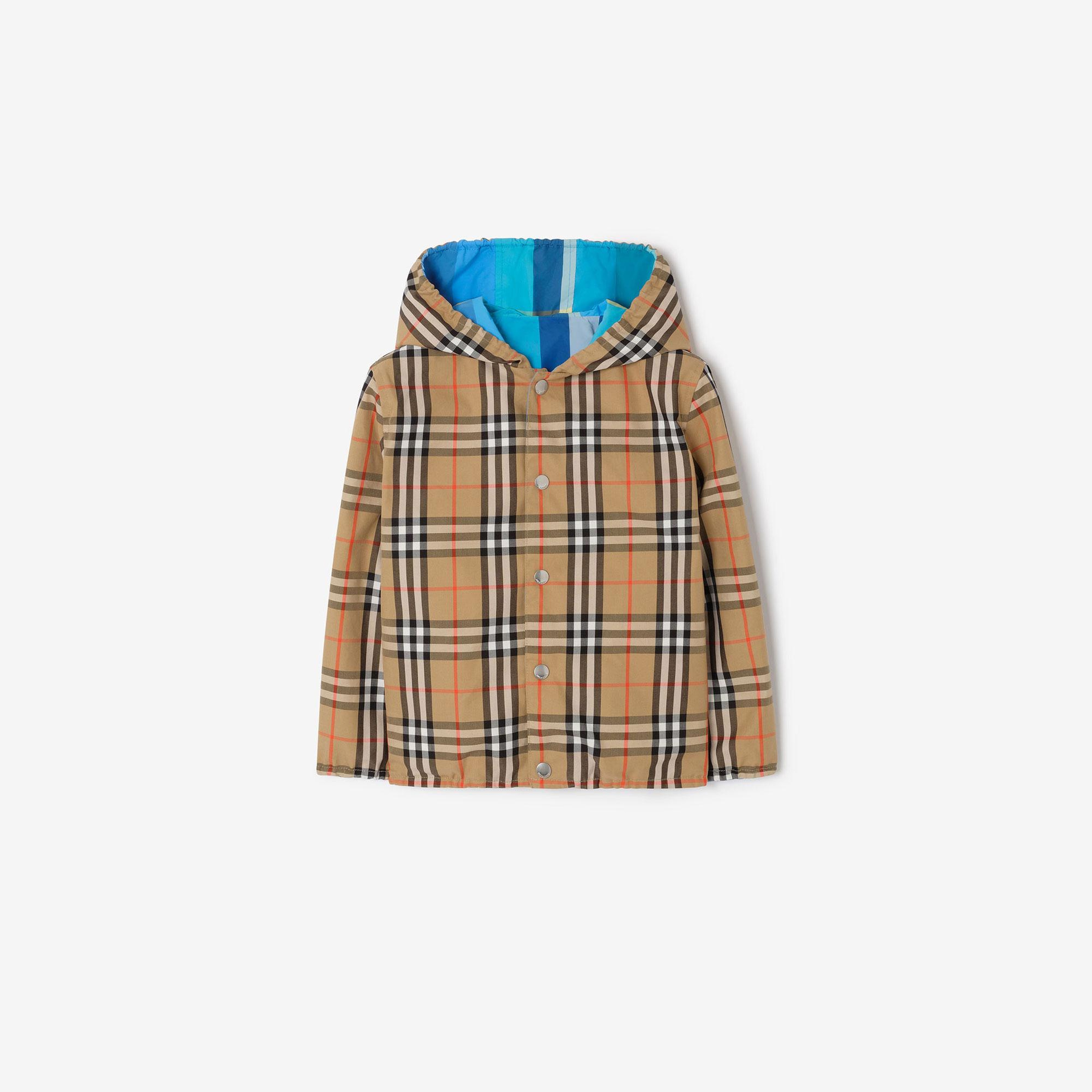 Burberry Reversible Check Nylon Hooded Çocuk Mavi Mont
