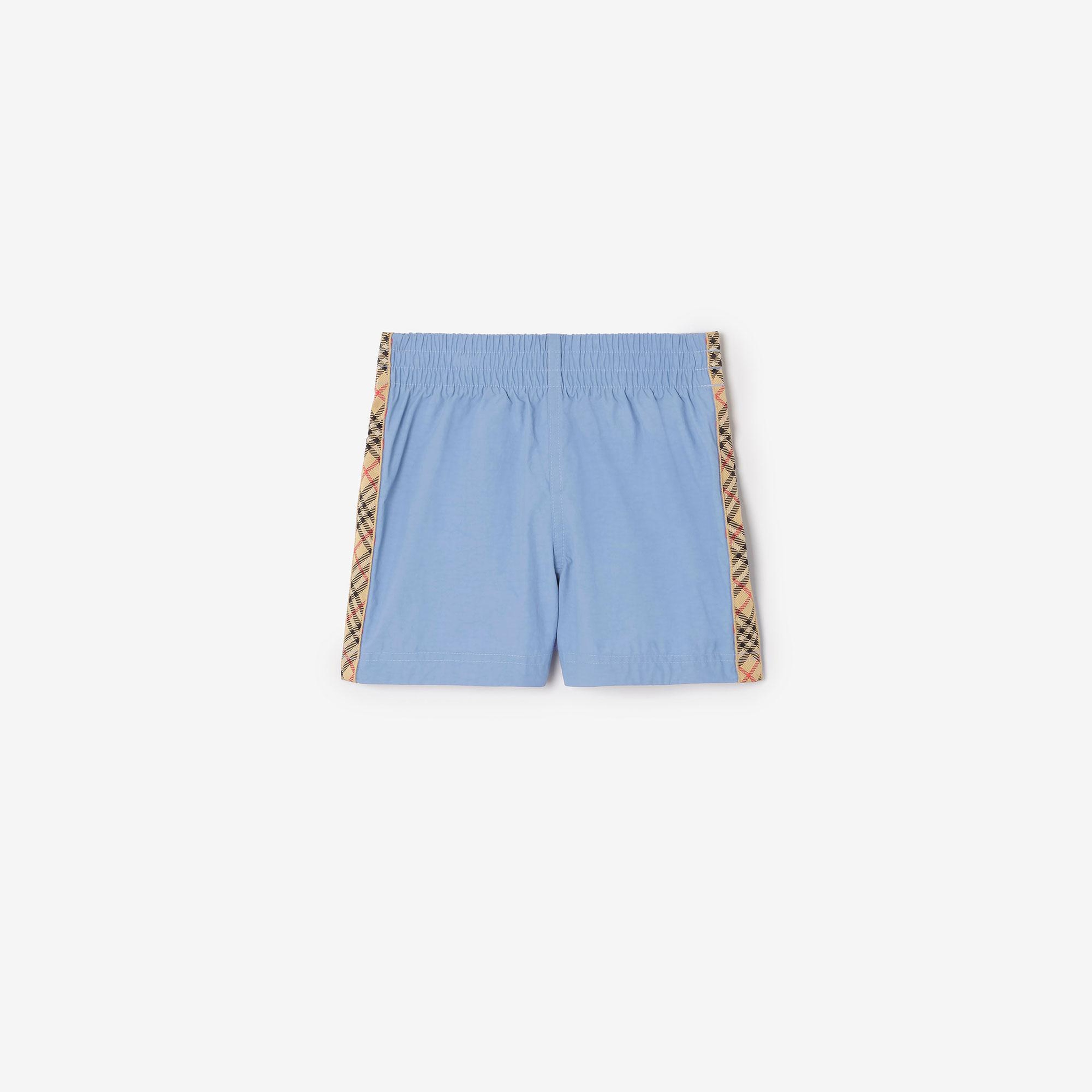 Burberry Check Trim Çocuk Mavi Deniz Şortu