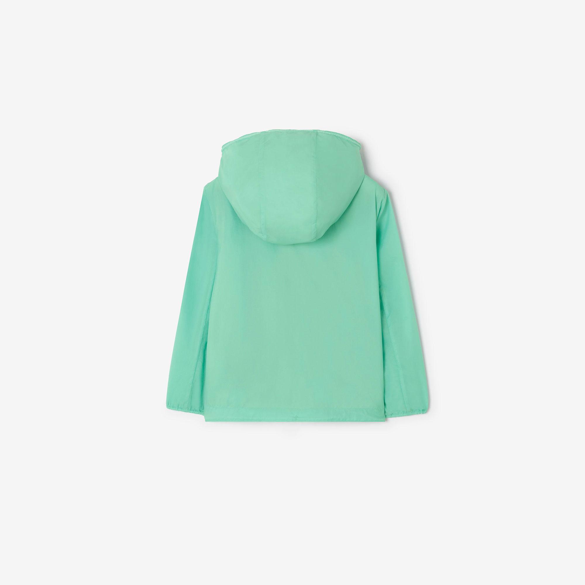 Burberry Checker-Tape Nylon Hooded Çocuk Yeşil Mont