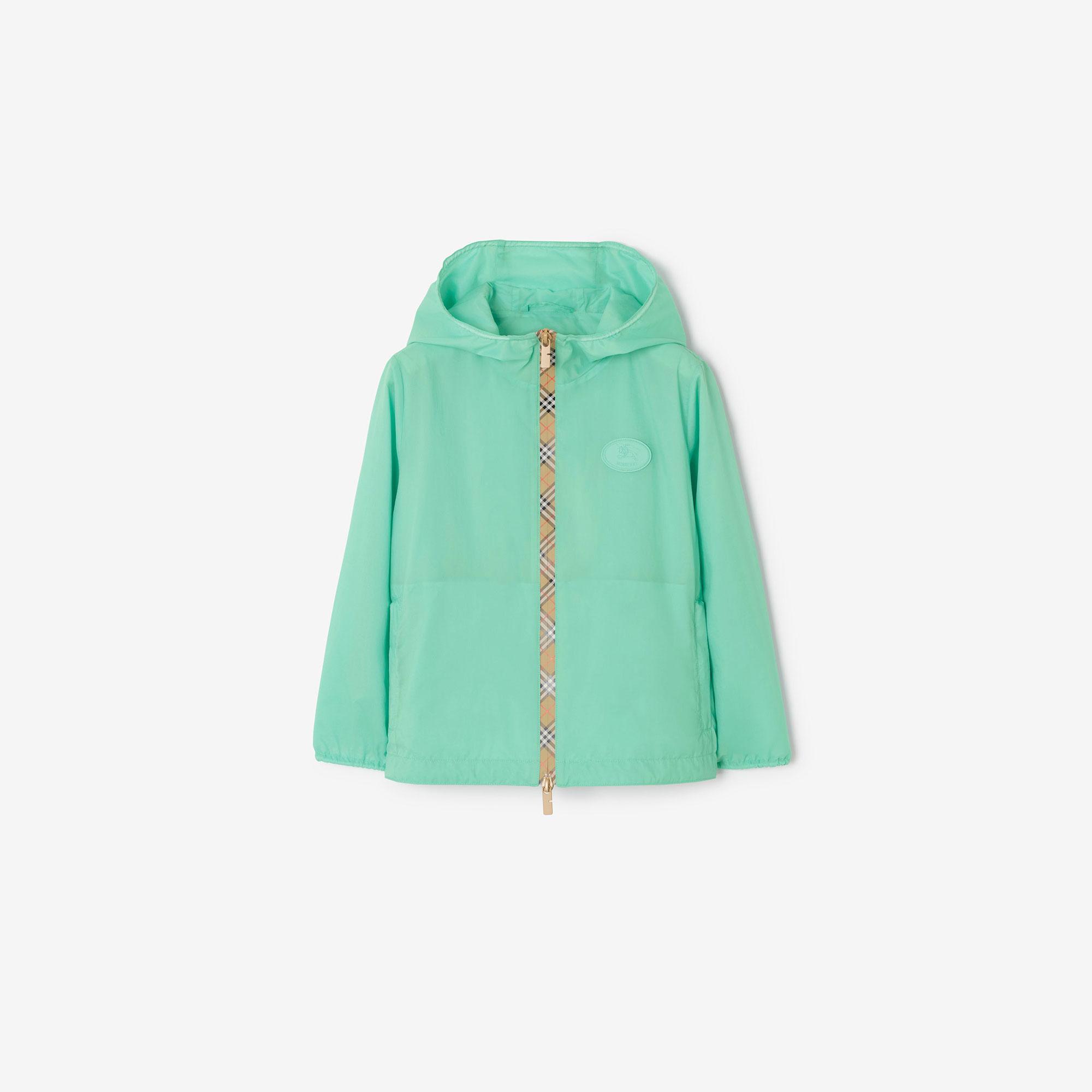 Burberry Checker-Tape Nylon Hooded Çocuk Yeşil Mont