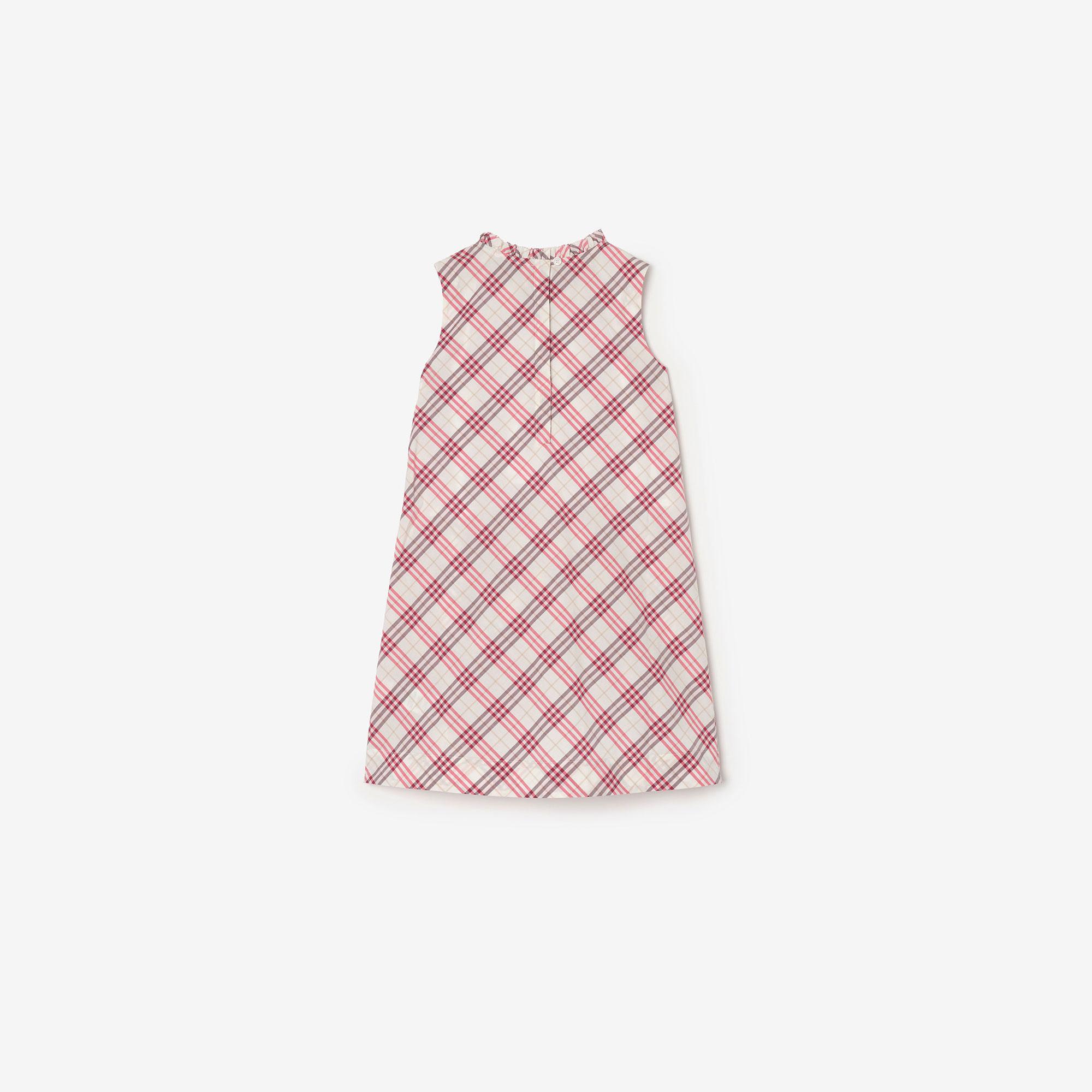 Burberry Check Cotton Çocuk Mor Elbise