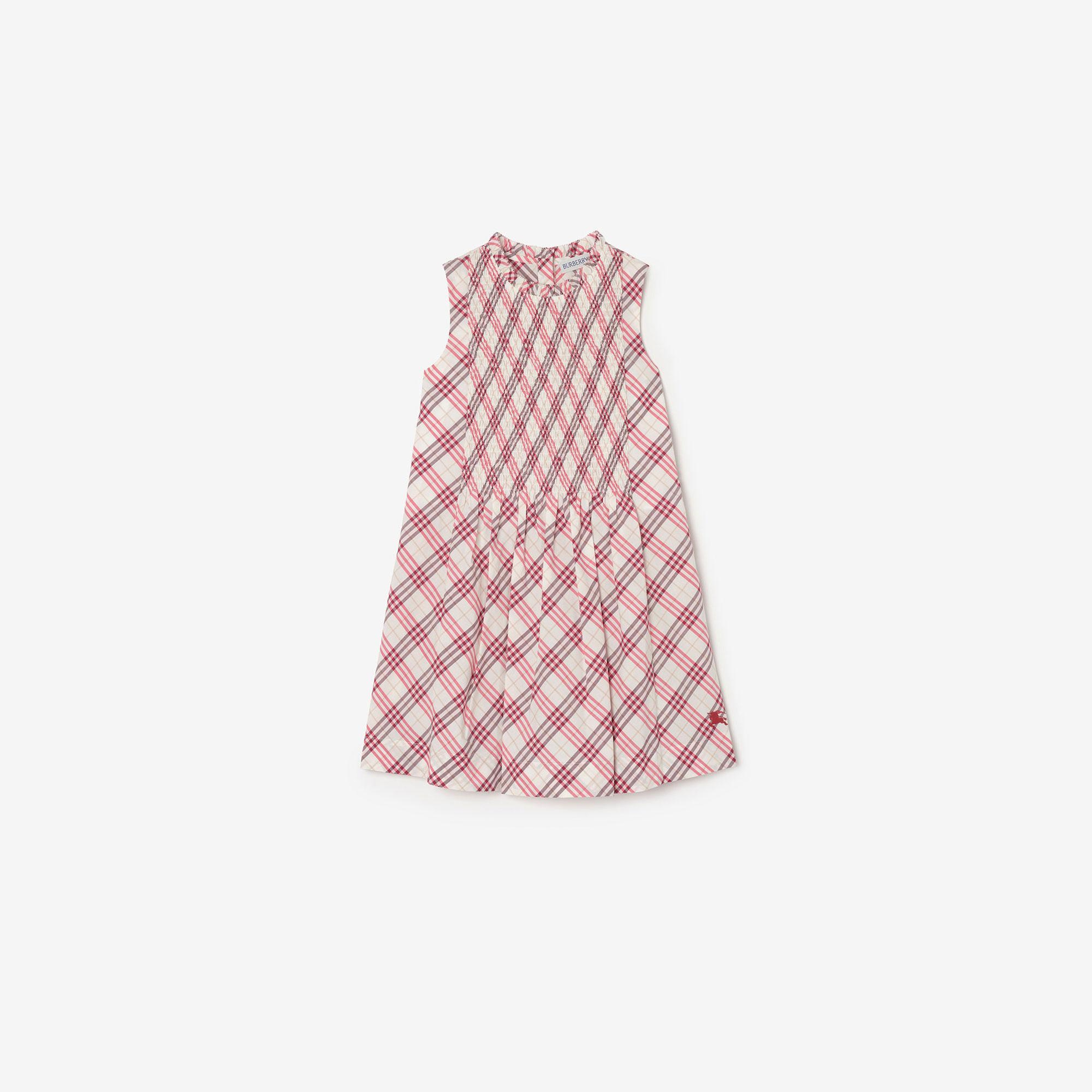 Burberry Check Cotton Çocuk Mor Elbise