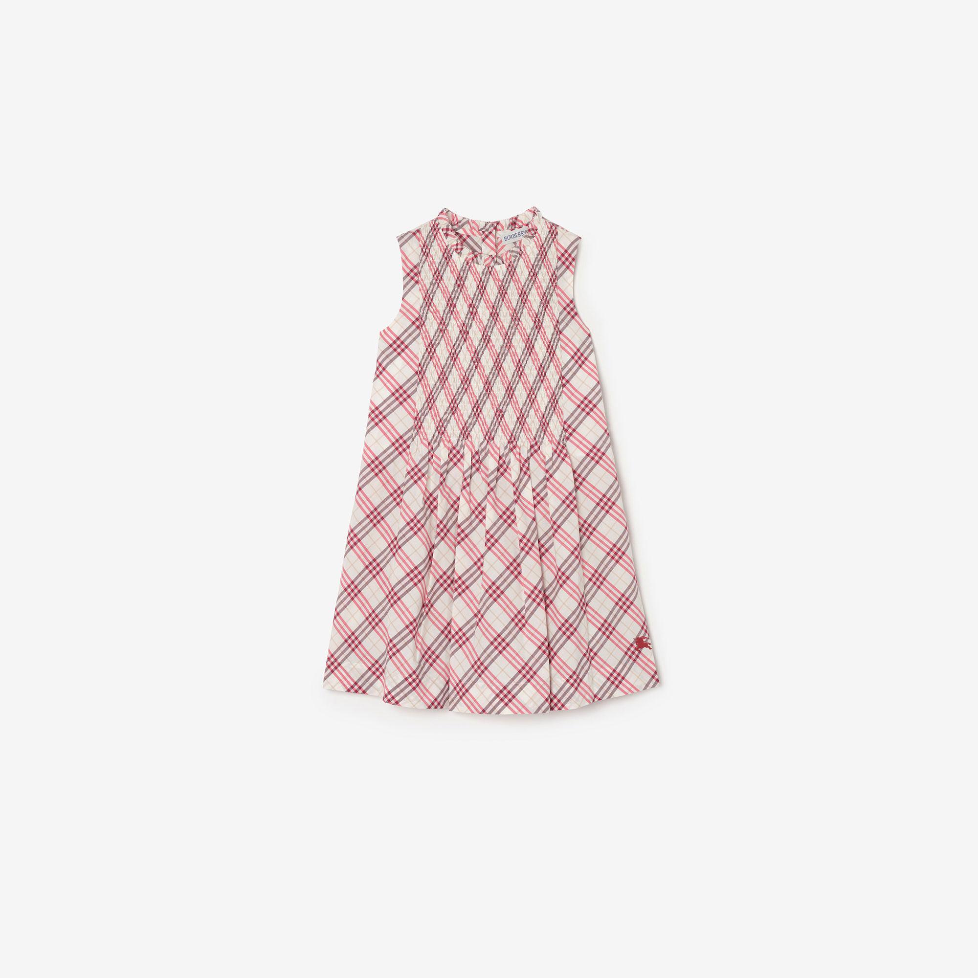 Burberry Check Cotton Çocuk Mor Elbise