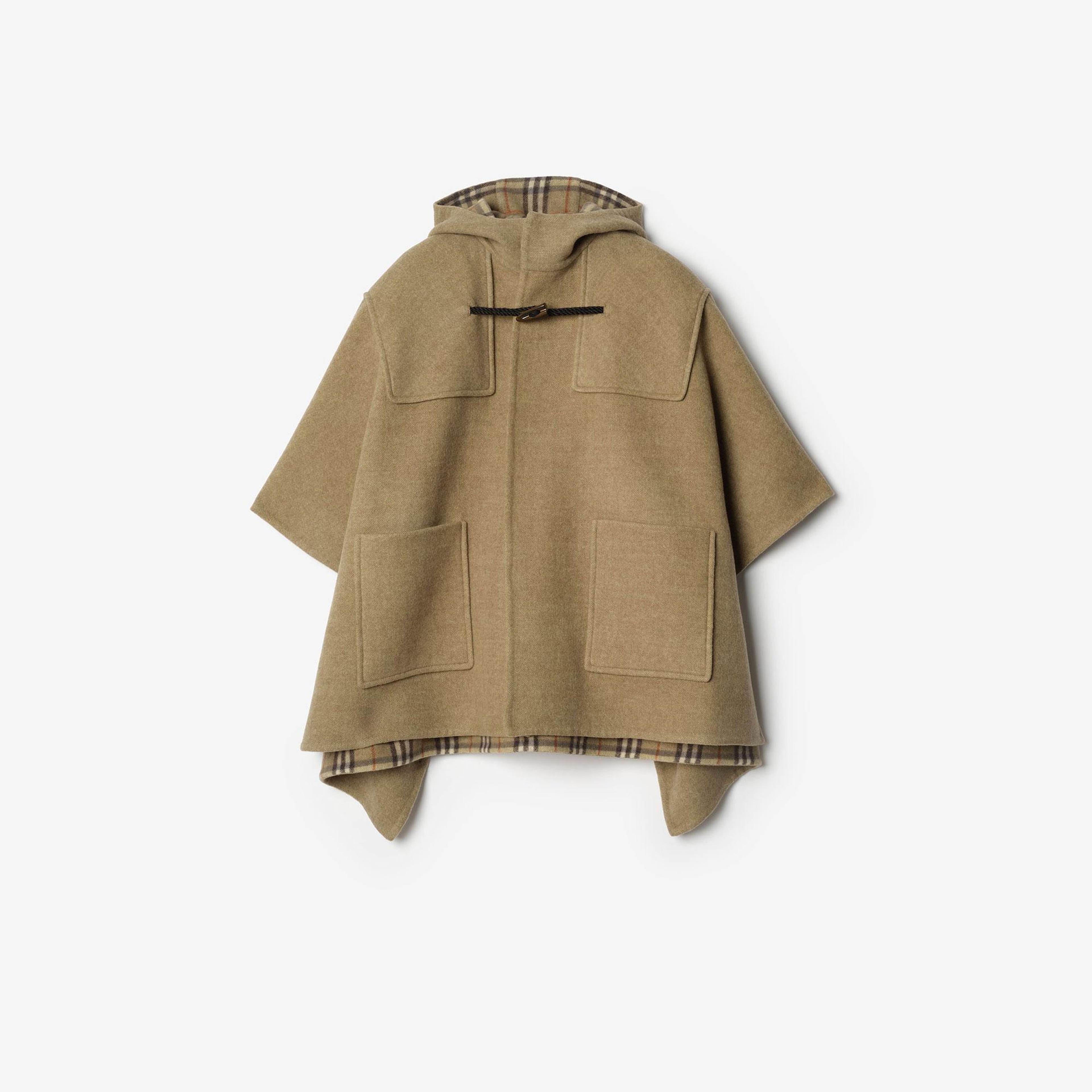 Burberry Wool Duffle Cape Kadın Haki Panço