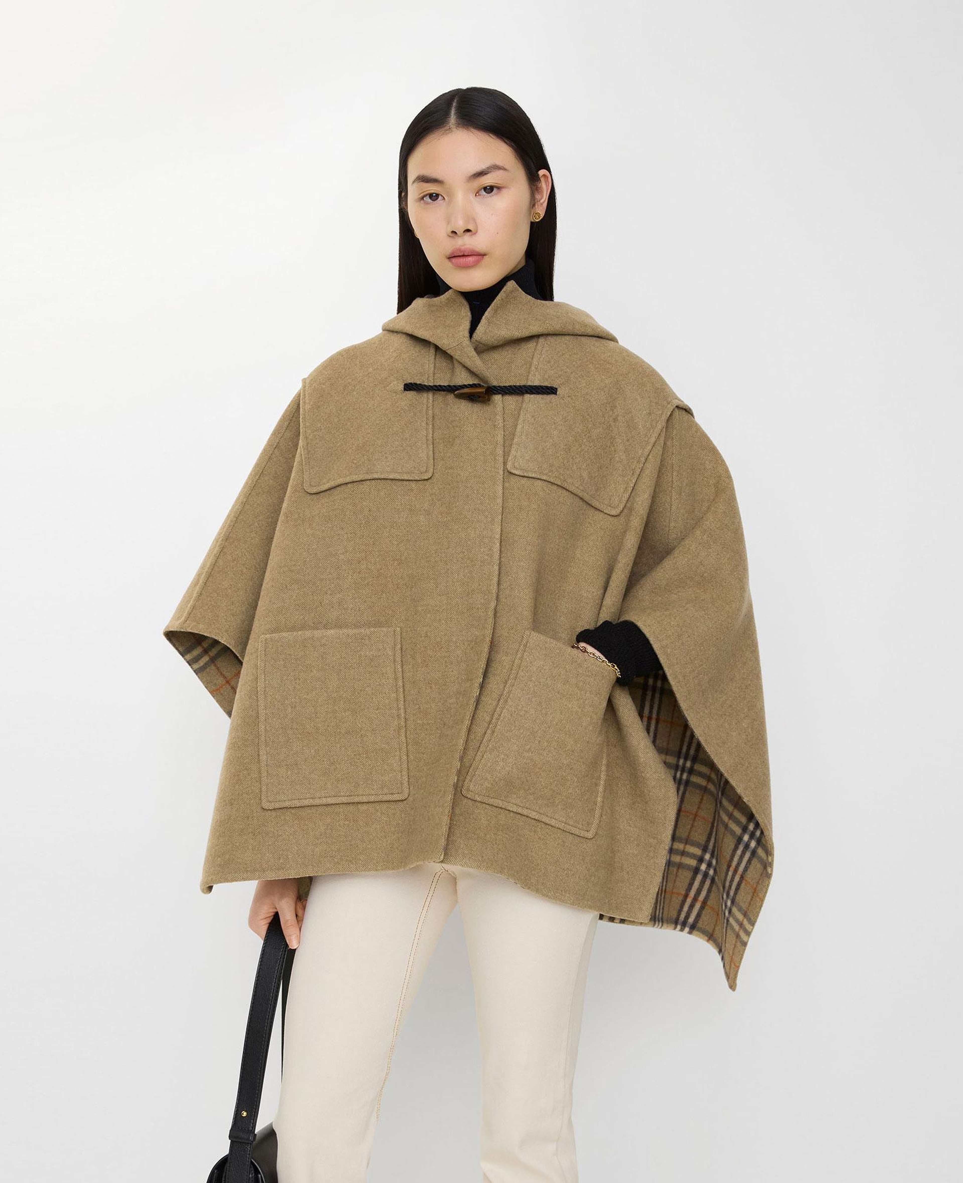 Burberry Wool Duffle Cape Kadın Haki Panço