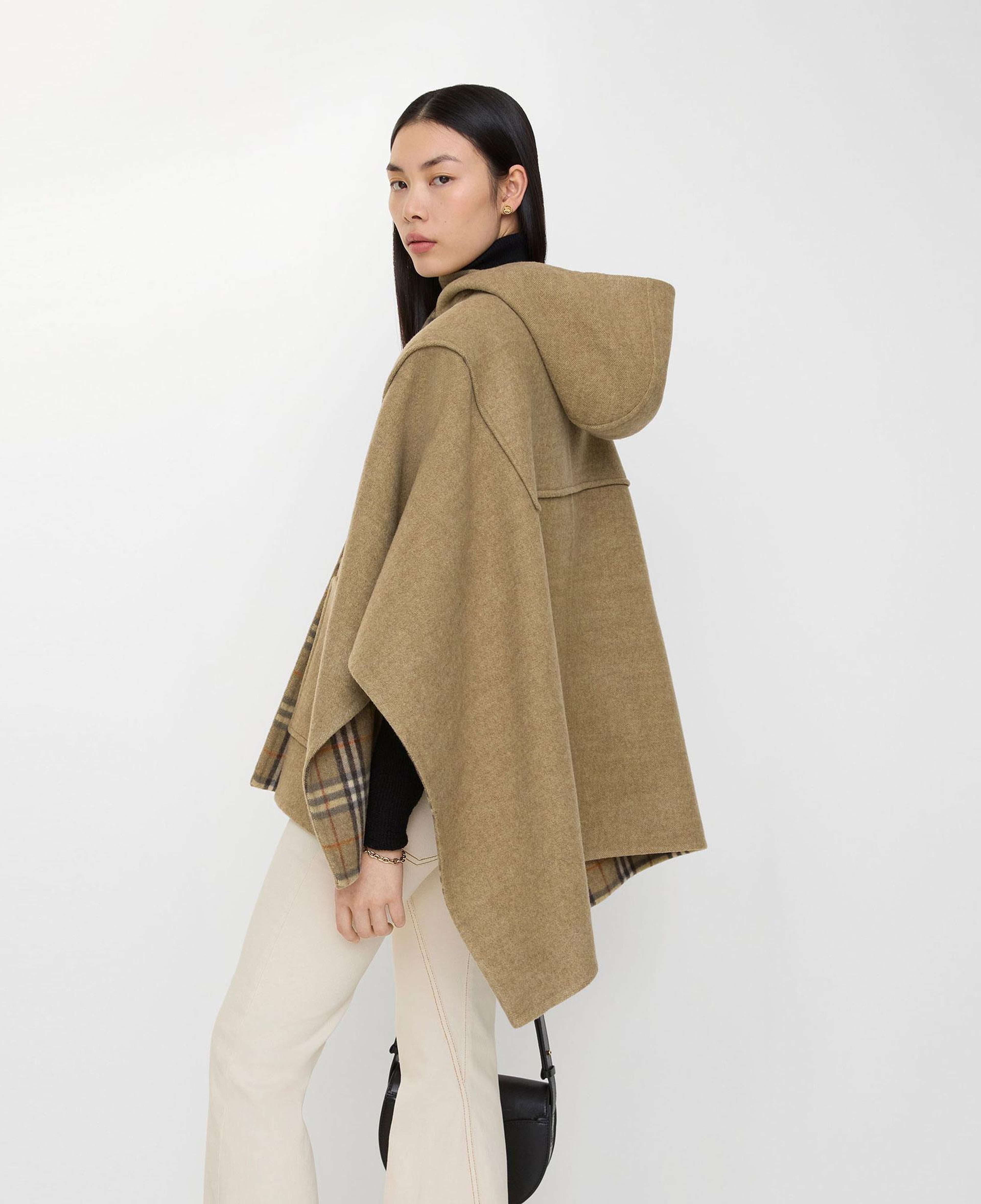 Burberry Wool Duffle Cape Kadın Haki Panço