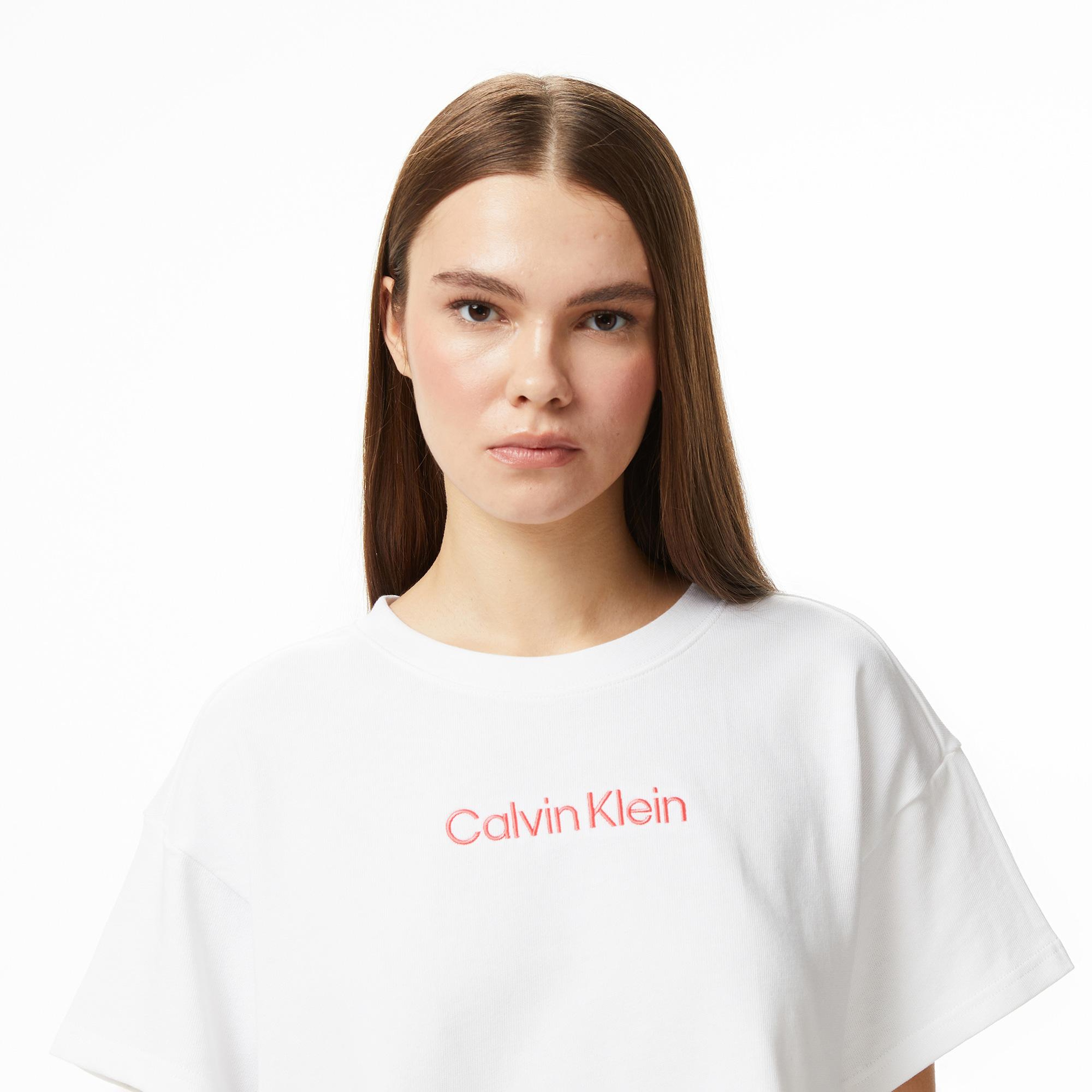 Calvin Klein Cropped  Kadın Beyaz T-Shirt