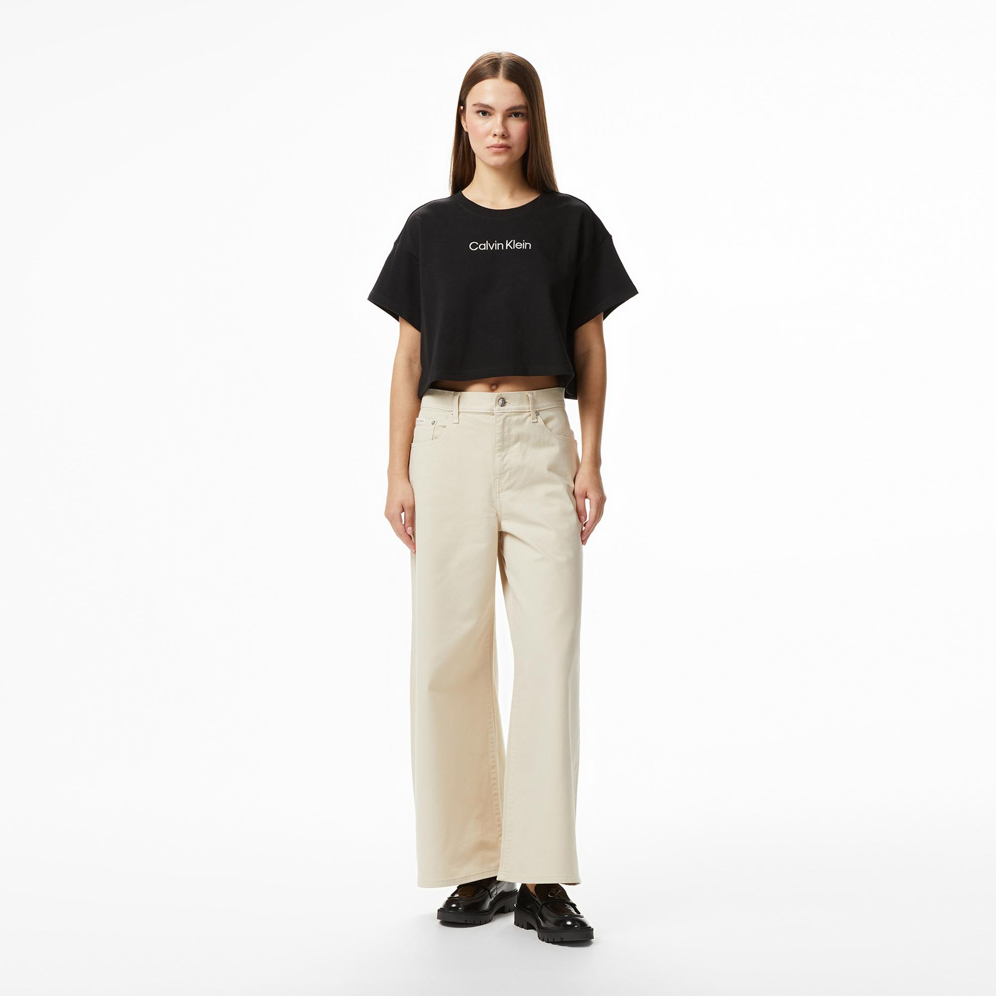 Calvin Klein Cropped  Kadın Siyah T-Shirt