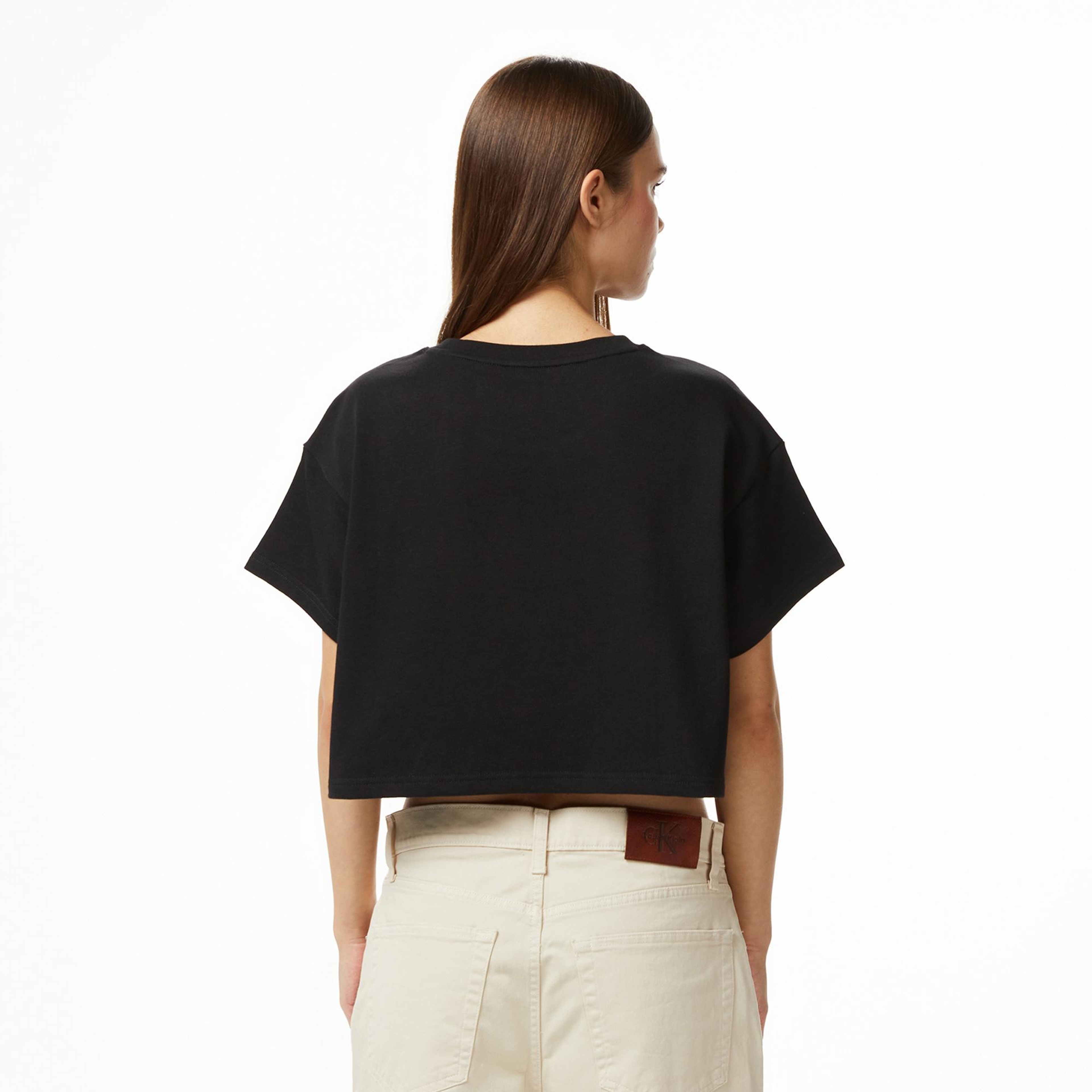 Calvin Klein Cropped  Kadın Siyah T-Shirt