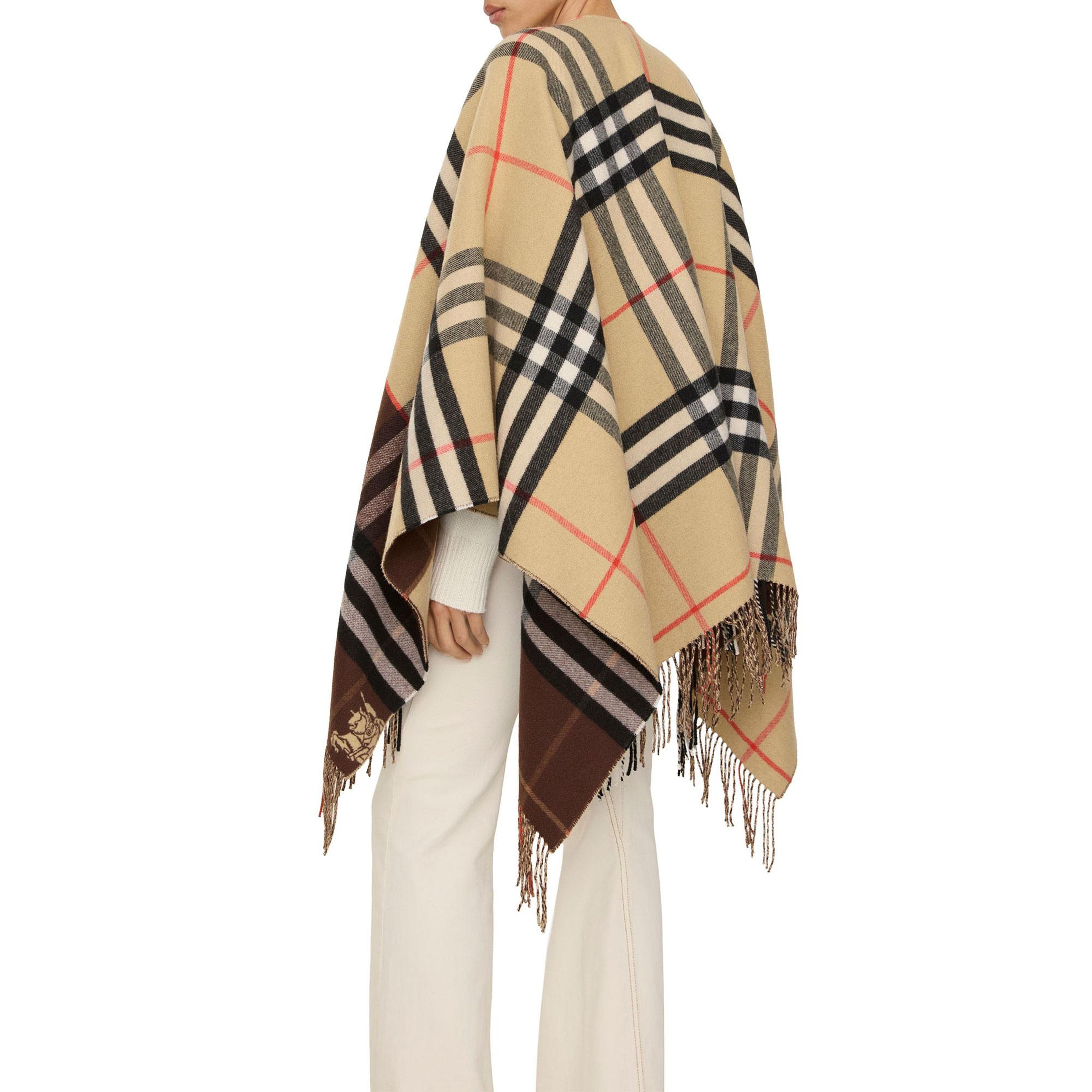 Burberry Double Check Kadın Bej Panço