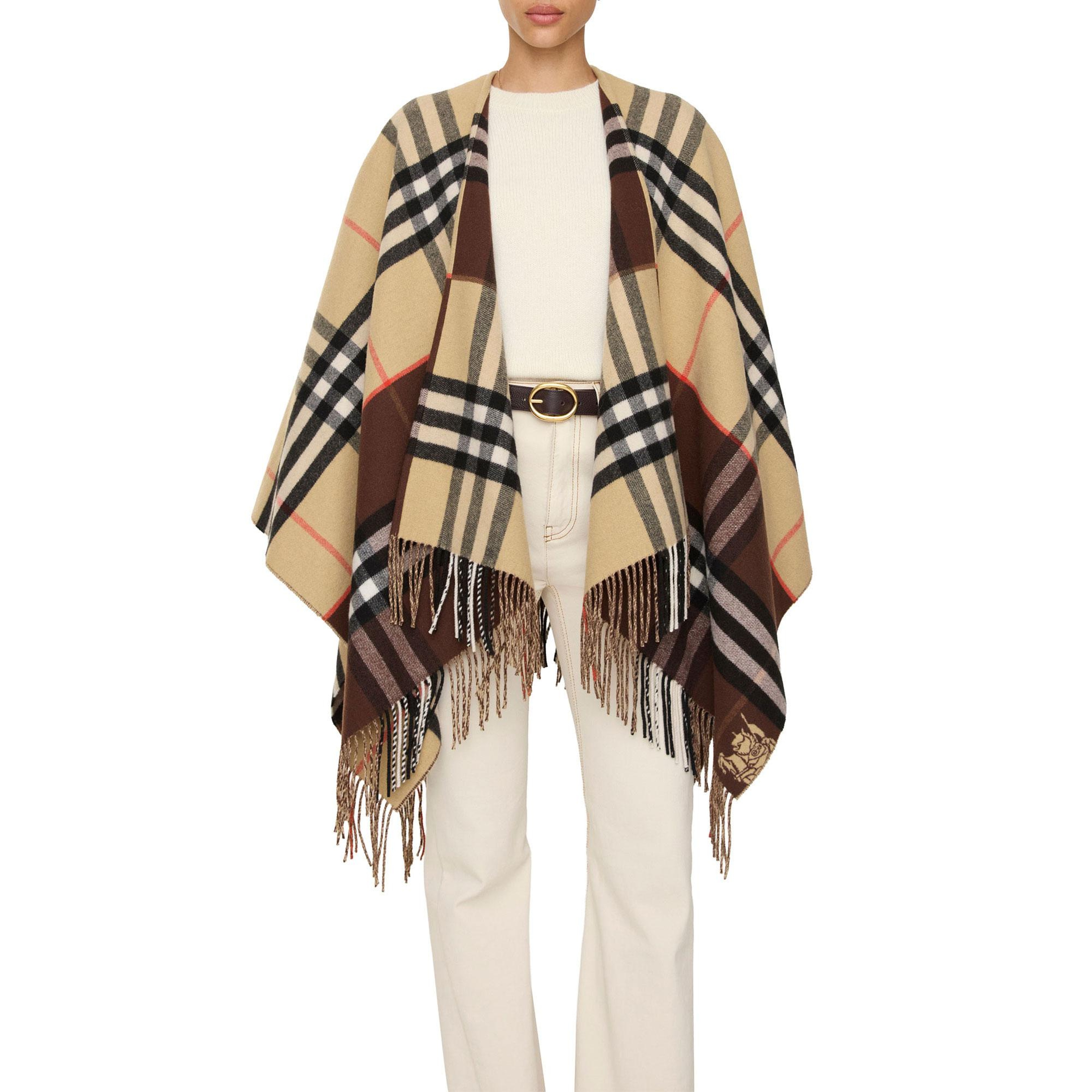 Burberry Double Check Kadın Bej Panço