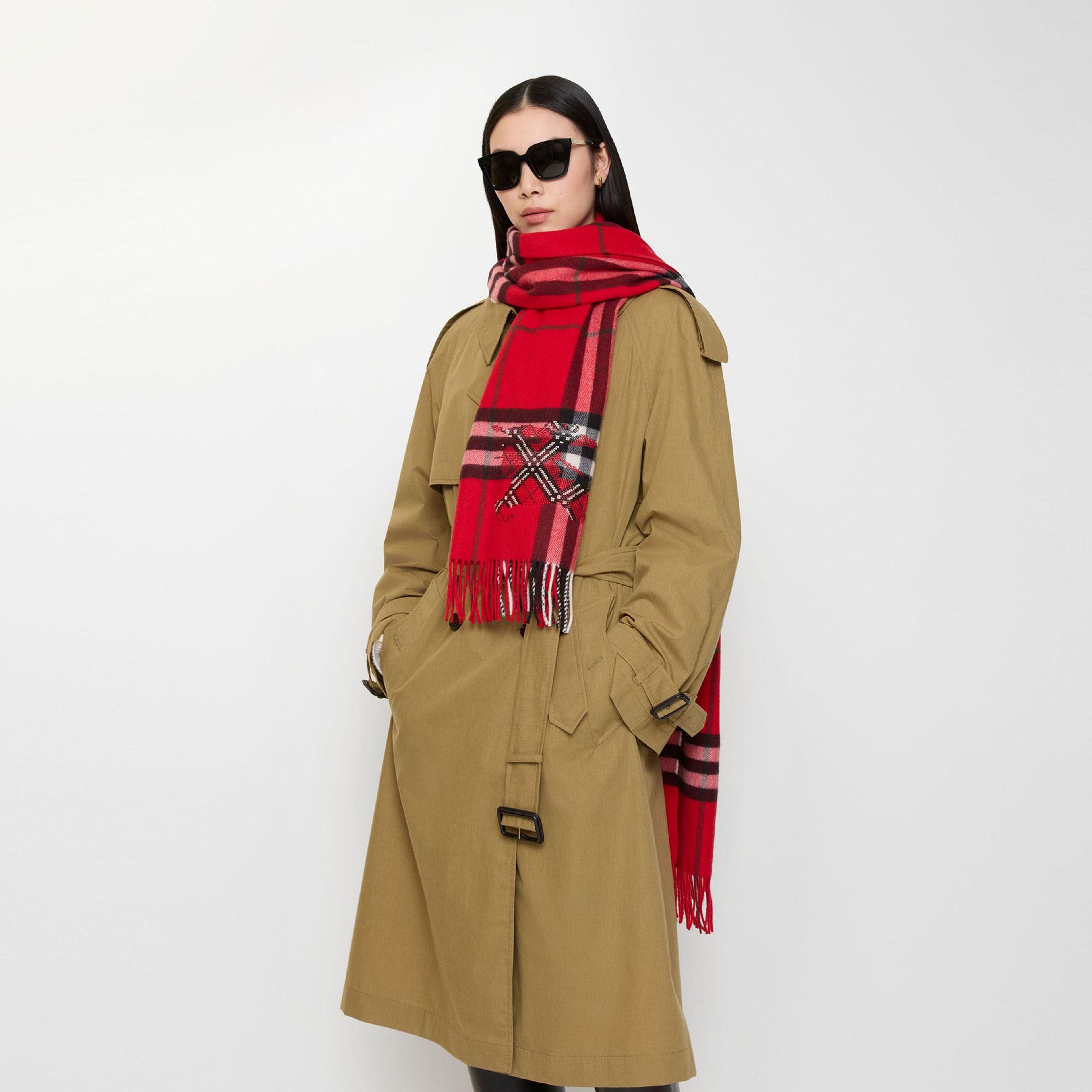 Burberry Check Ekd X Stıtch Kadın Kırmızı Atkı