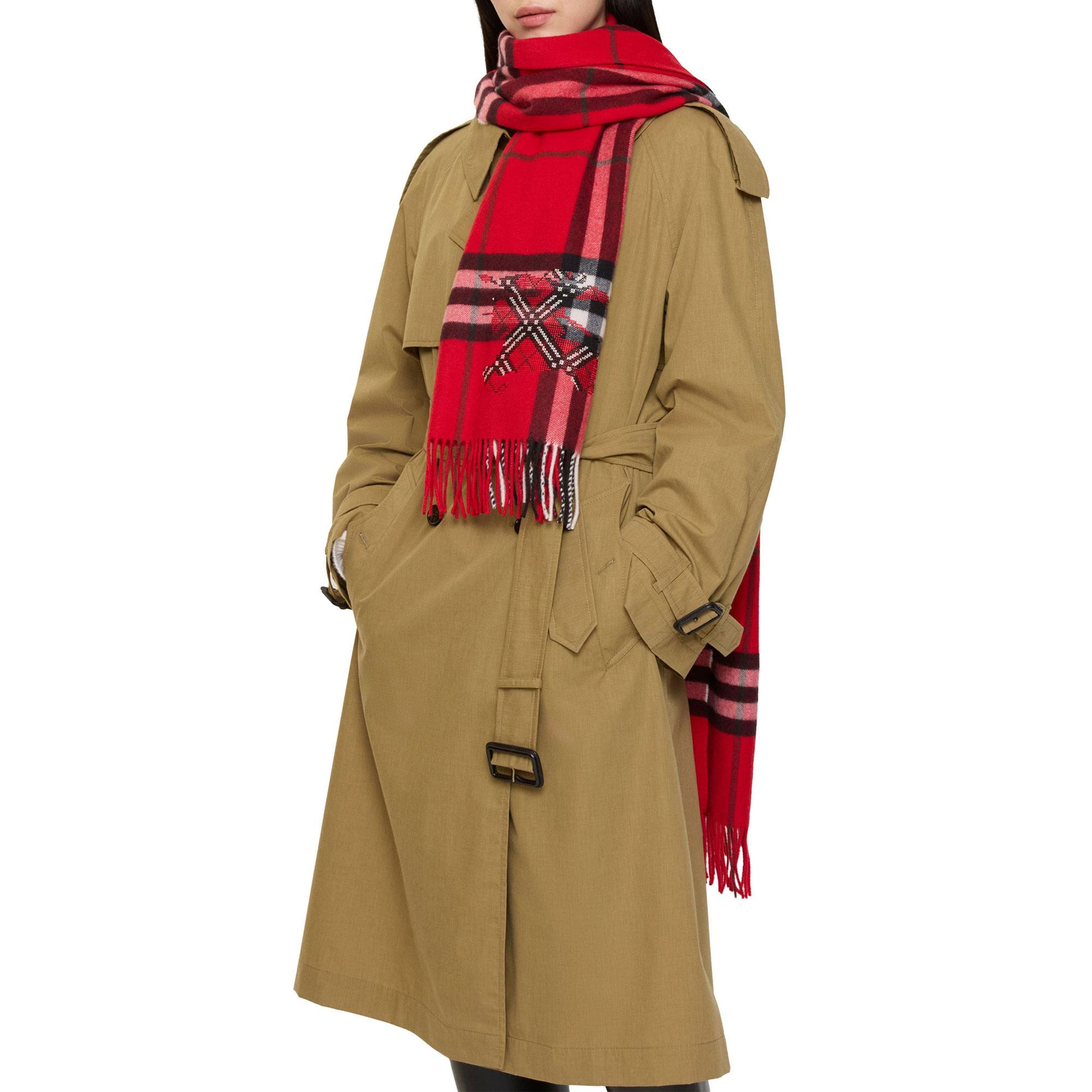 Burberry Check Ekd X Stıtch Kadın Kırmızı Atkı