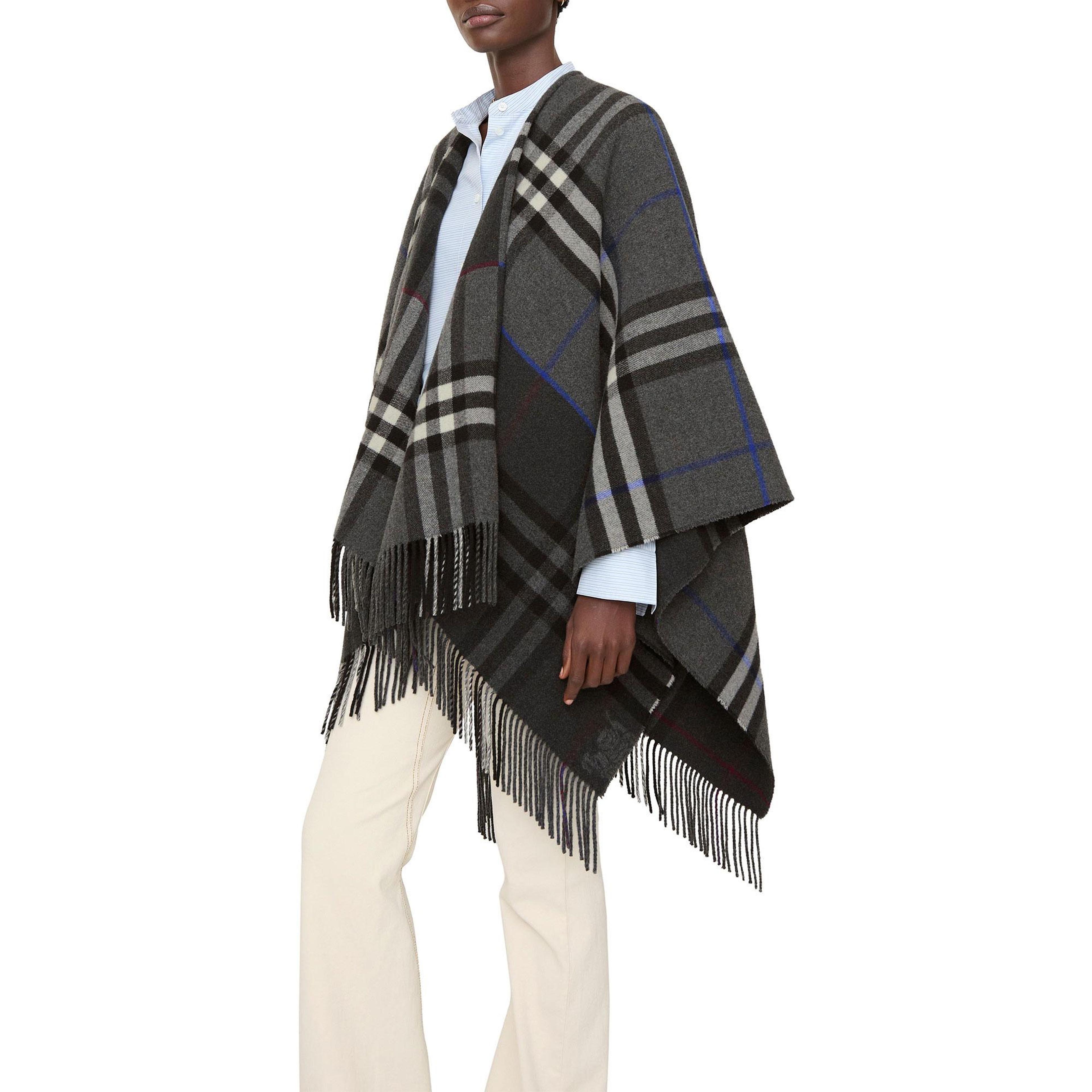 Burberry Double Check Kadın Gri Panço