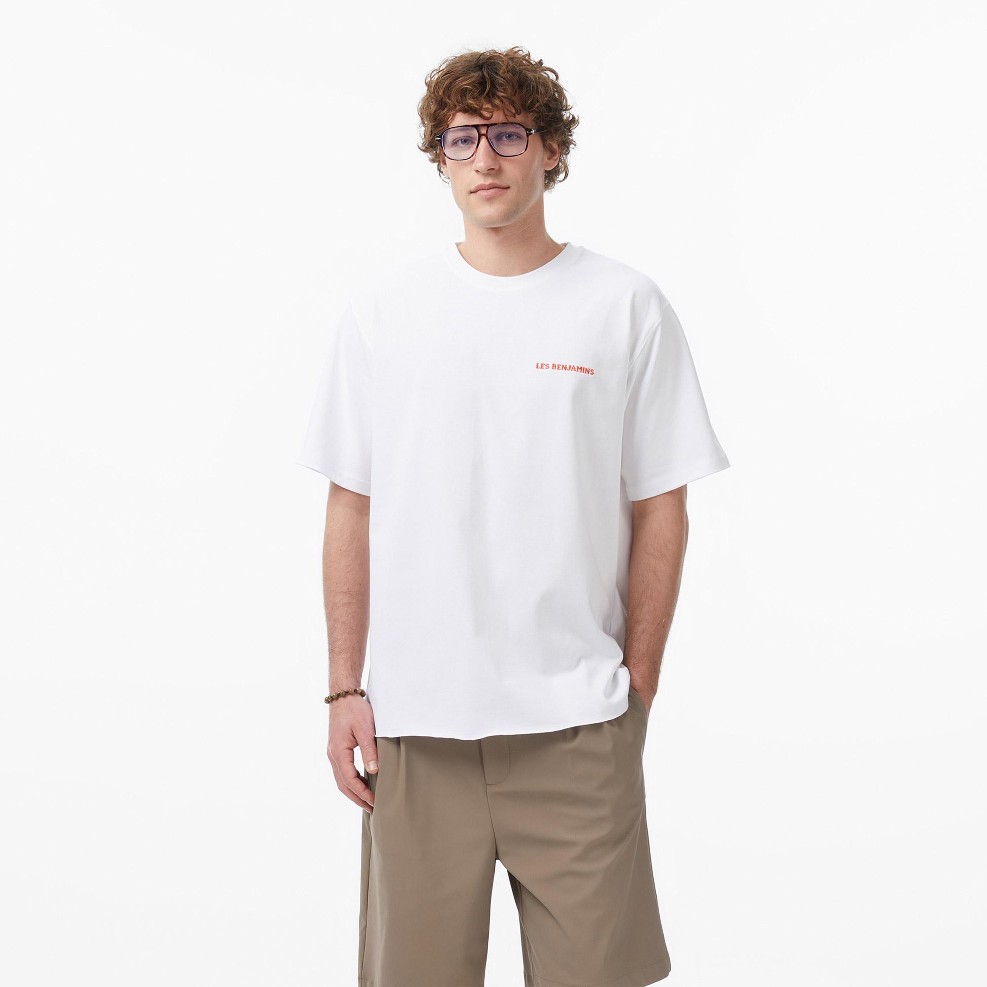 Les Benjamins 017 Erkek Beyaz T-Shirt